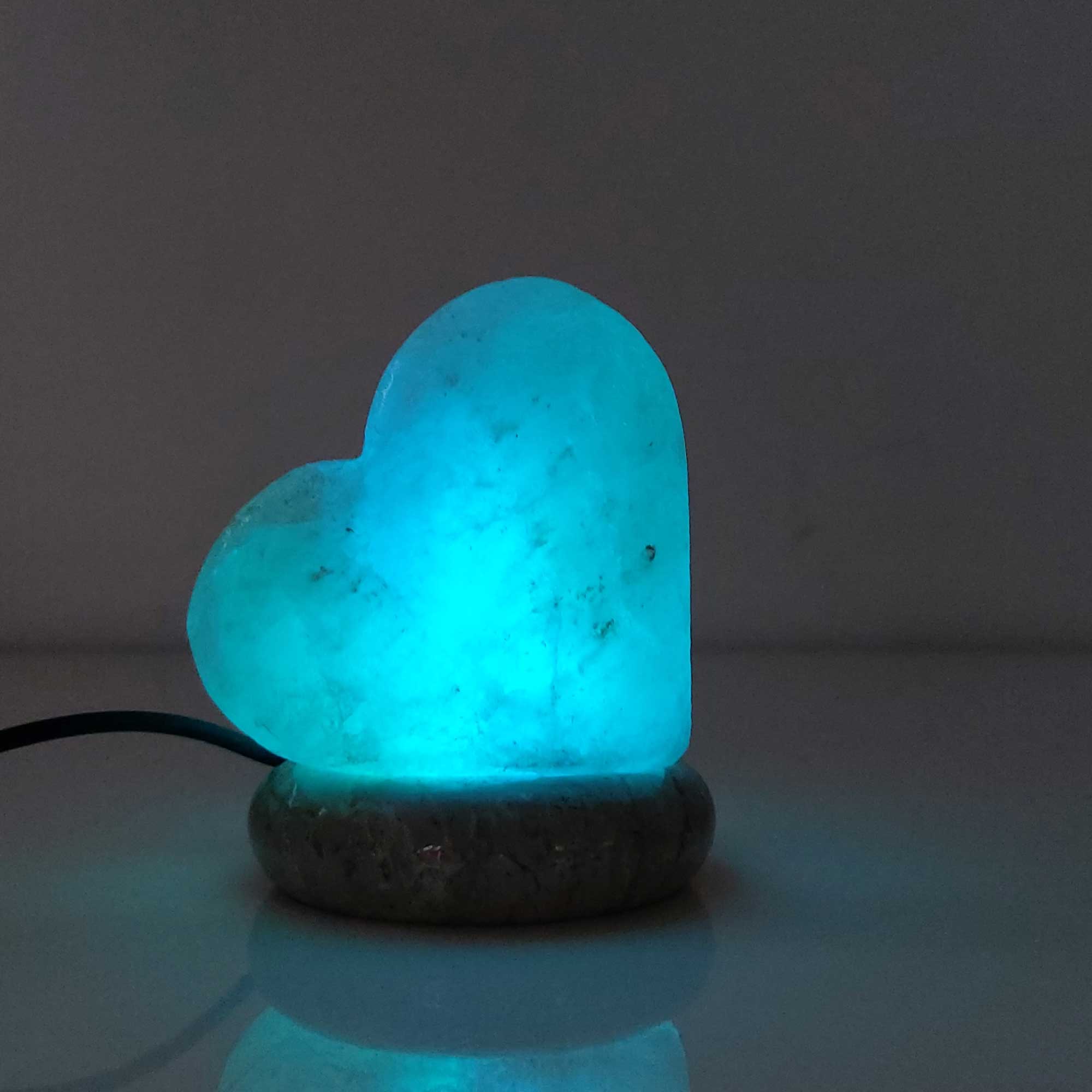 USB Colour Changing Salt Himalayan Lamp - Heart Love Shape Pink Rock LED Light 13