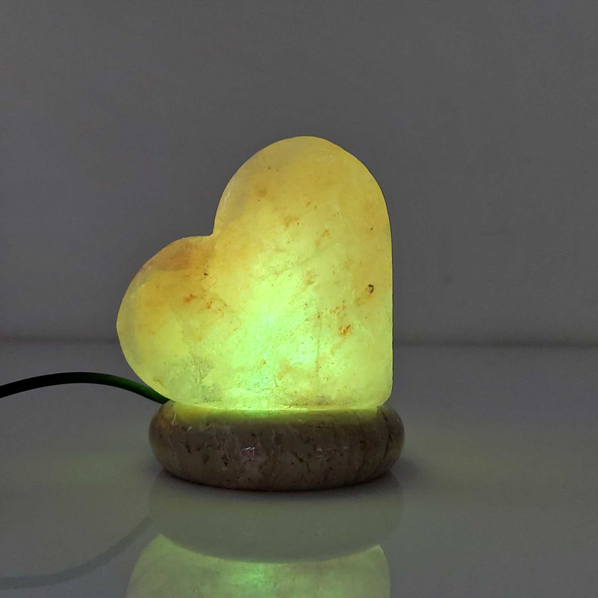 USB Colour Changing Salt Himalayan Lamp - Heart Love Shape Pink Rock LED Light 14