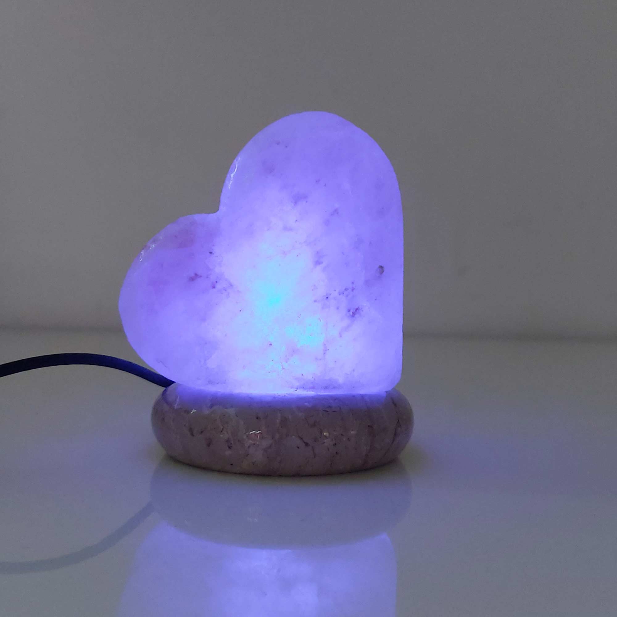 USB Colour Changing Salt Himalayan Lamp - Heart Love Shape Pink Rock LED Light 15