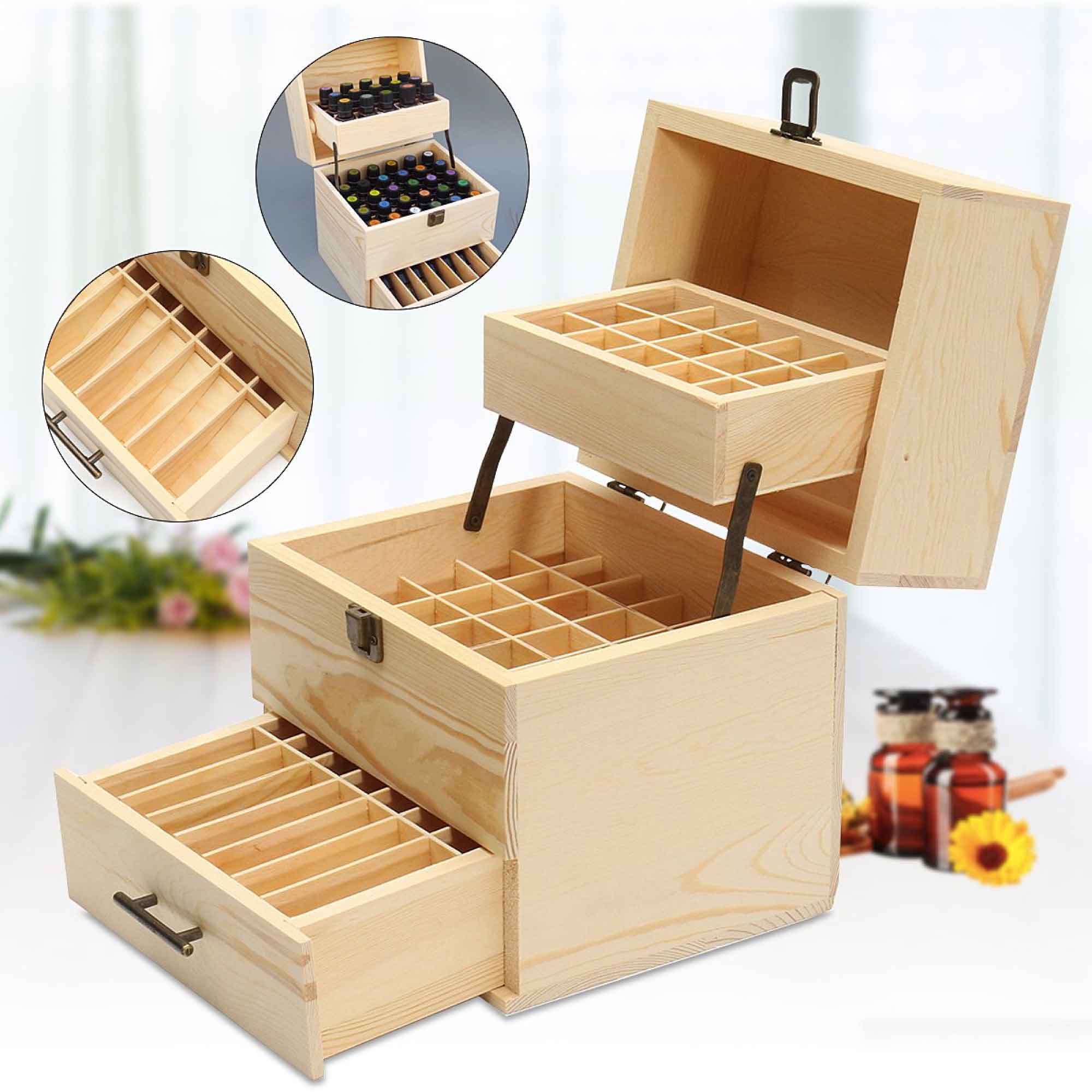 59 Slots Essential Oils Storage Box - Wooden 3-Tier Bottle Holder 8