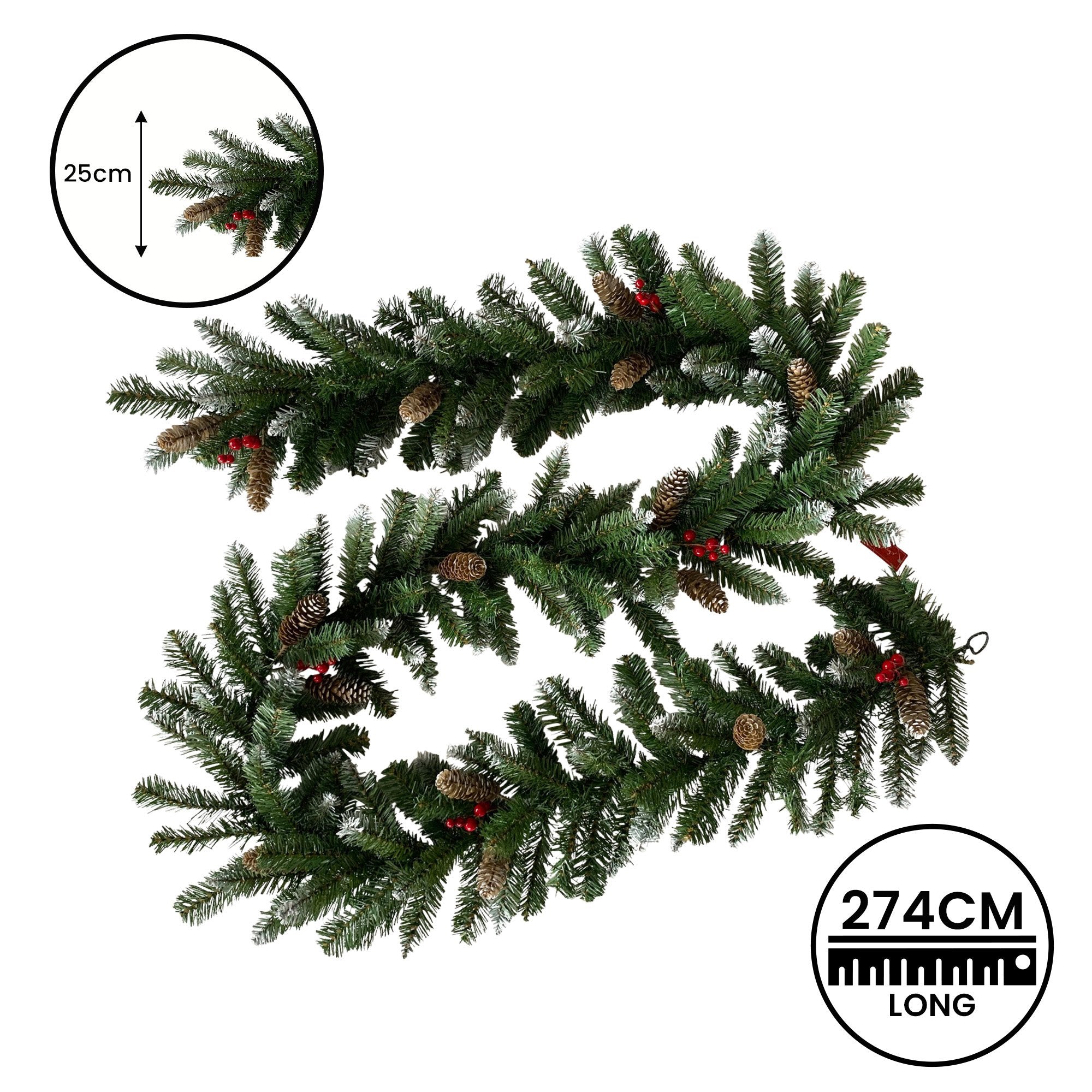 Christabelle 274cm Christmas Garland with Pine Cones & Berries 4
