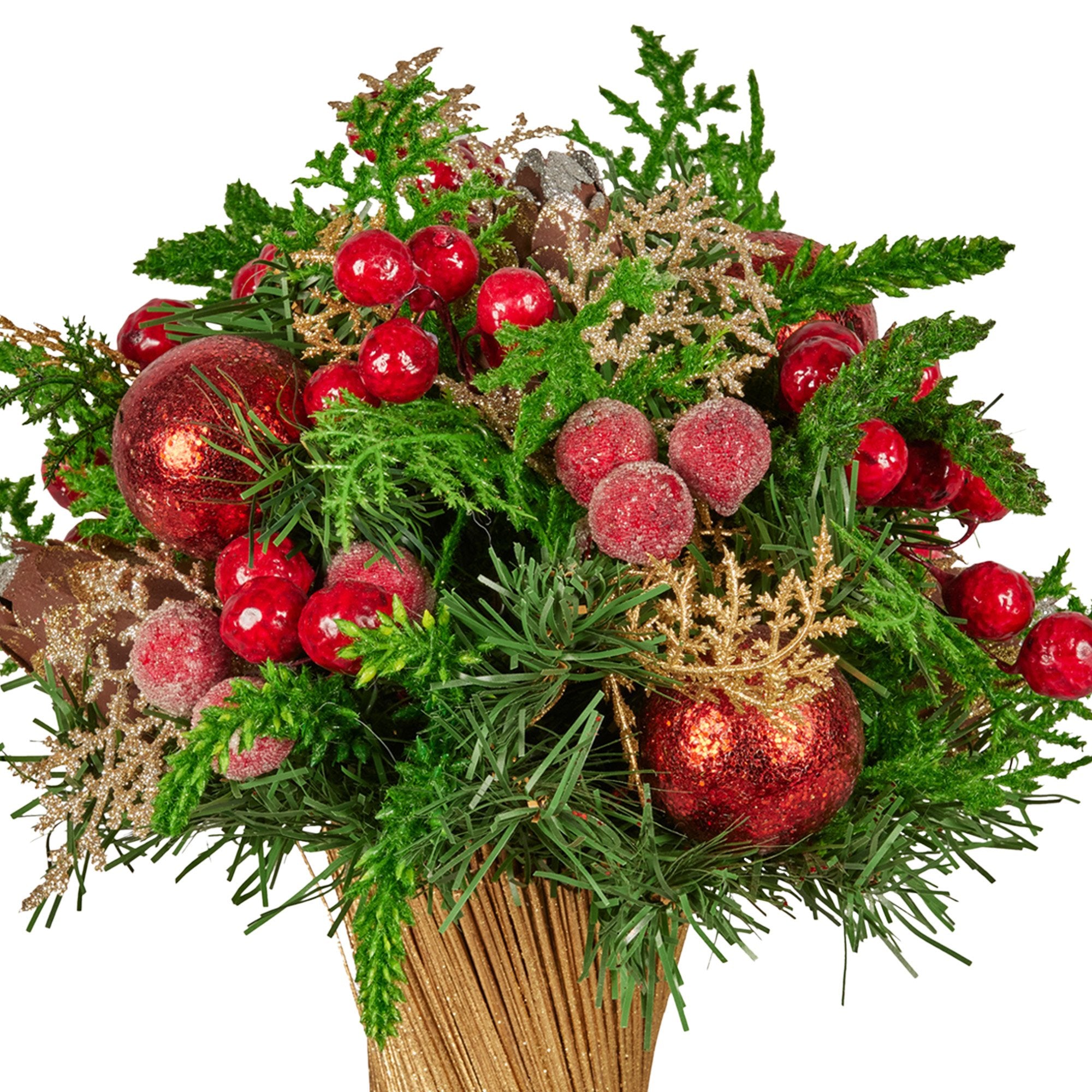 Christabelle 33cm Christmas Bouquet Pre-Decorated Holiday Floral Arrangement with Berries, Baubles & Pine Cones Festive Tabletop Centrepiece Decoration 3