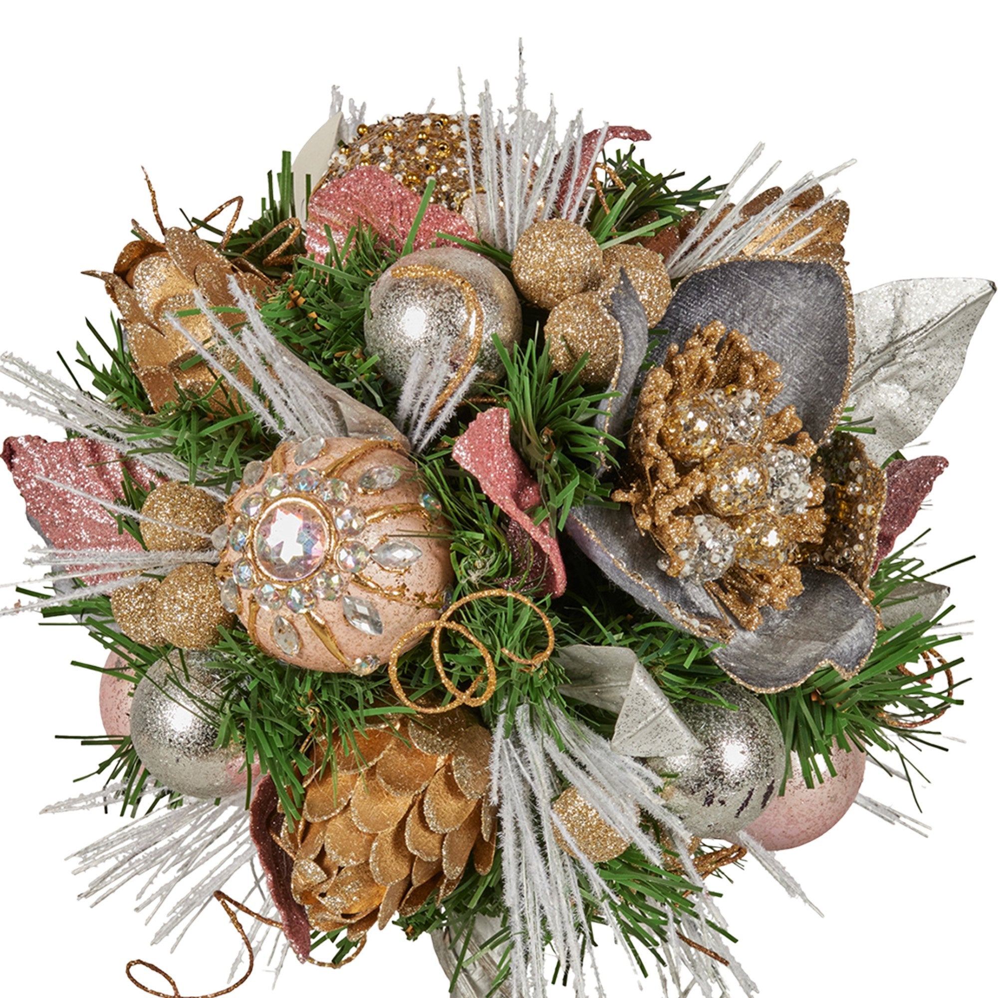 Christabelle 36cm Christmas Tabletop Topiary Tree Jewelled Baubles, Berries, Flowers and Pine Cones Festive Decoration 3