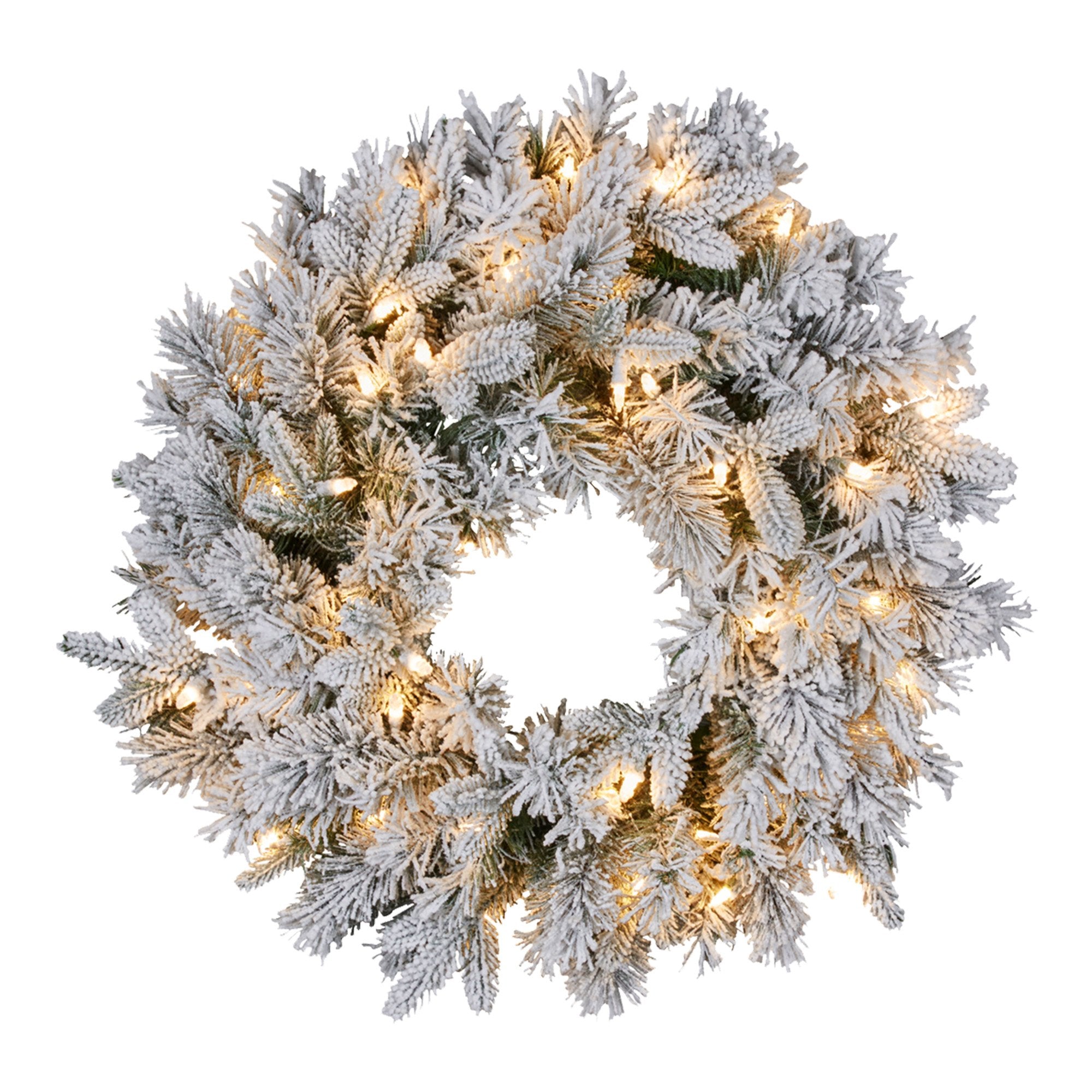 Christabelle 61cm Snowy Atica Pre-Lit Warm White LED Snowy Finish Christmas Wreath