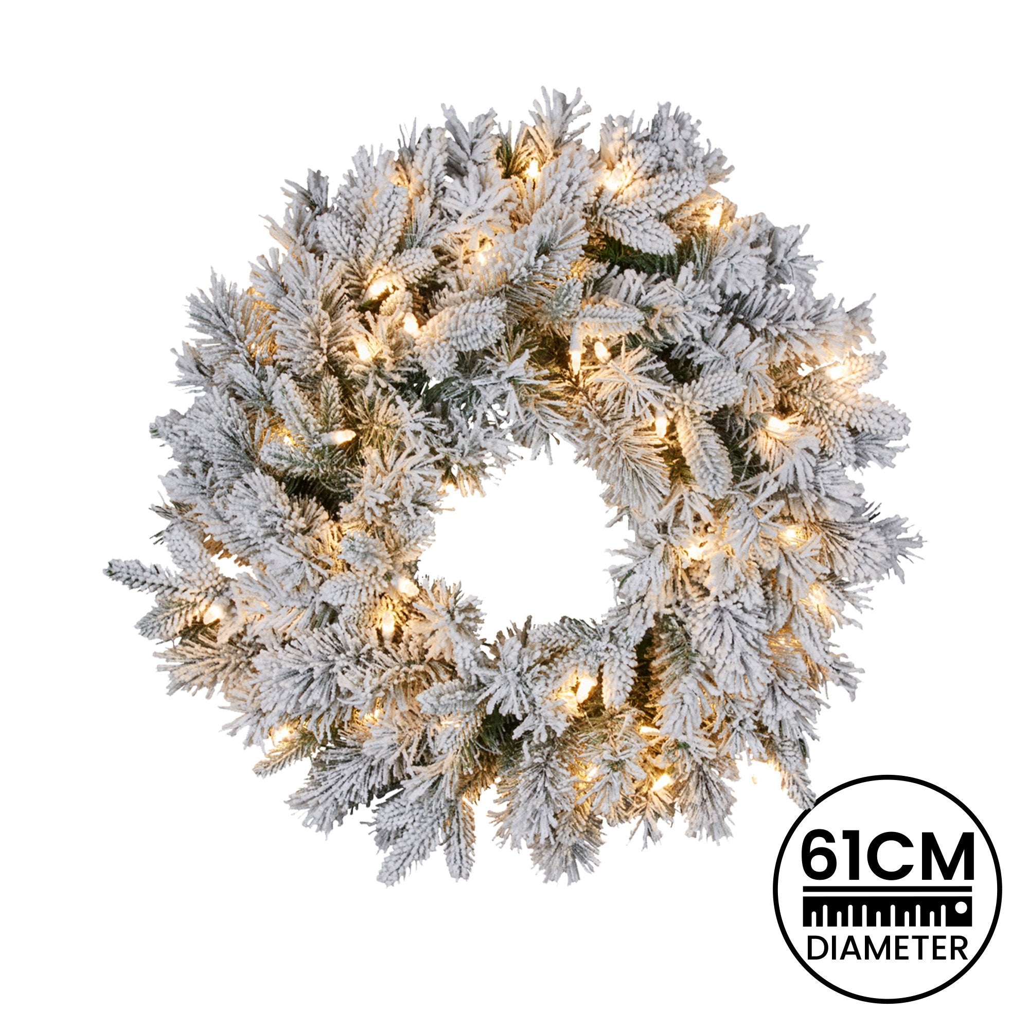 Christabelle 61cm Snowy Atica Pre-Lit Warm White LED Snowy Finish Christmas Wreath 4