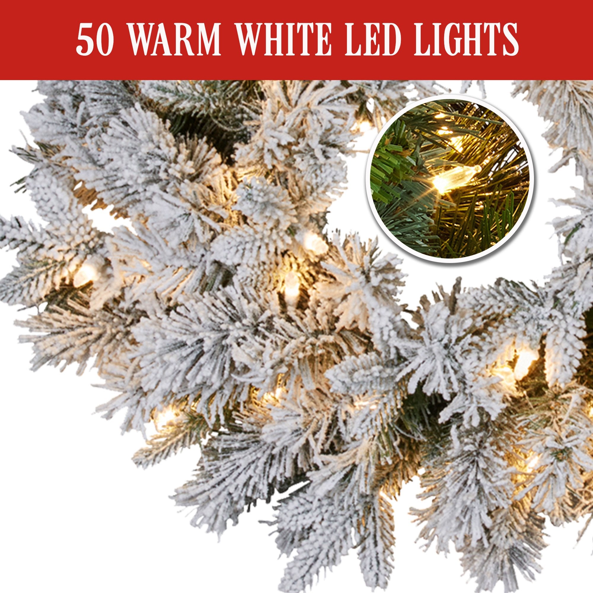 Christabelle 61cm Snowy Atica Pre-Lit Warm White LED Snowy Finish Christmas Wreath 6
