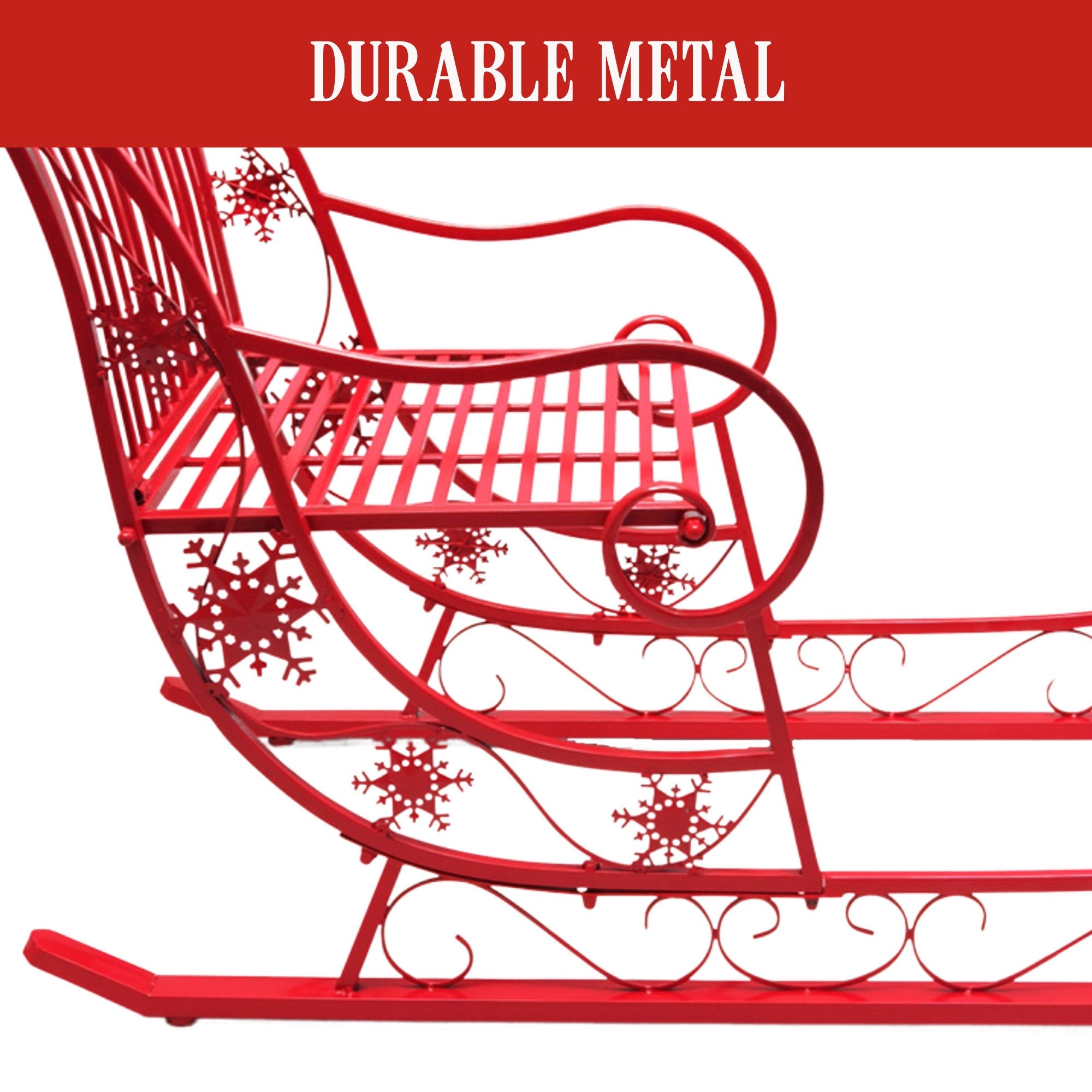 Christabelle Christmas Sleigh With Red Finish - Metal 150cm 5