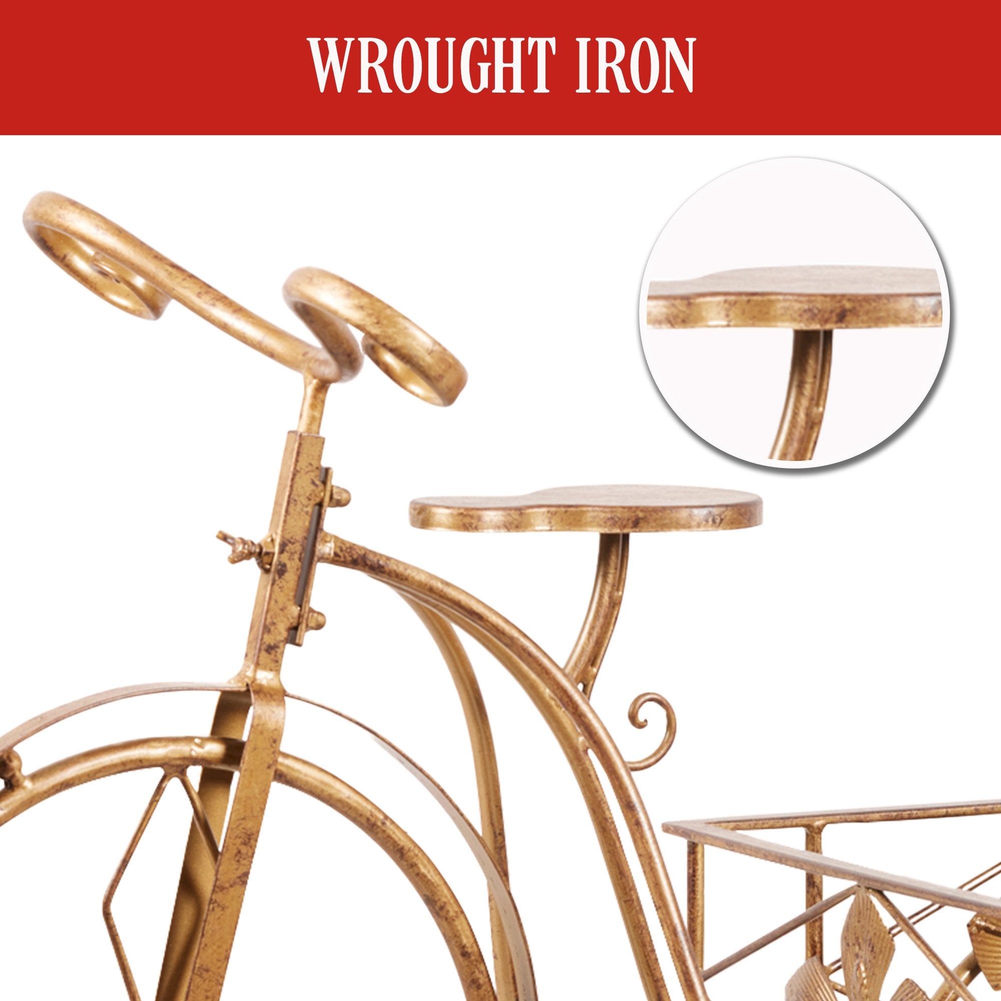 Christabelle Antique Gold Metal Art Iron Wrought Material Bicycle Display Christmas Decor 7