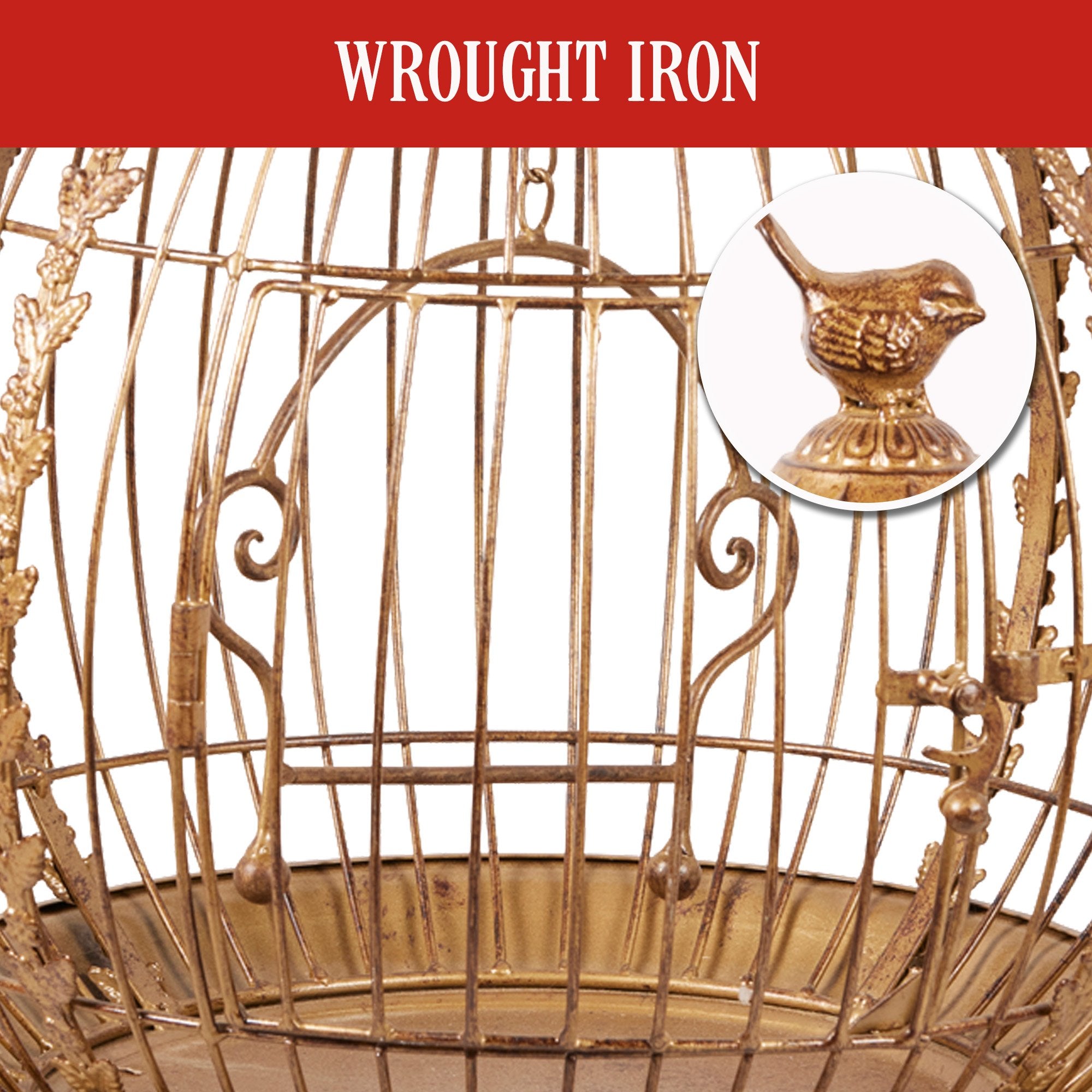 Christabelle Antique Gold Metal Art Iron Wrought Material Bird Cage Display Christmas Decor 6