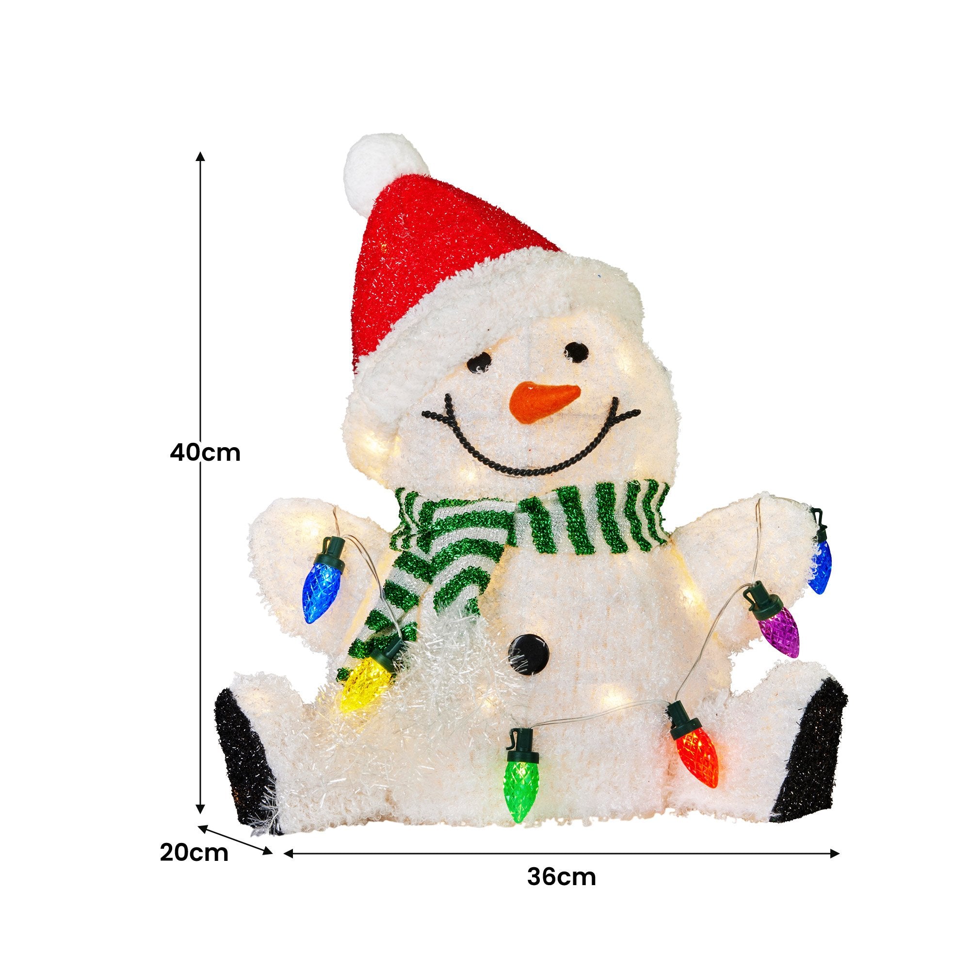 Christabelle Sitting Christmas Snowman Display With Lights - 40cm 4