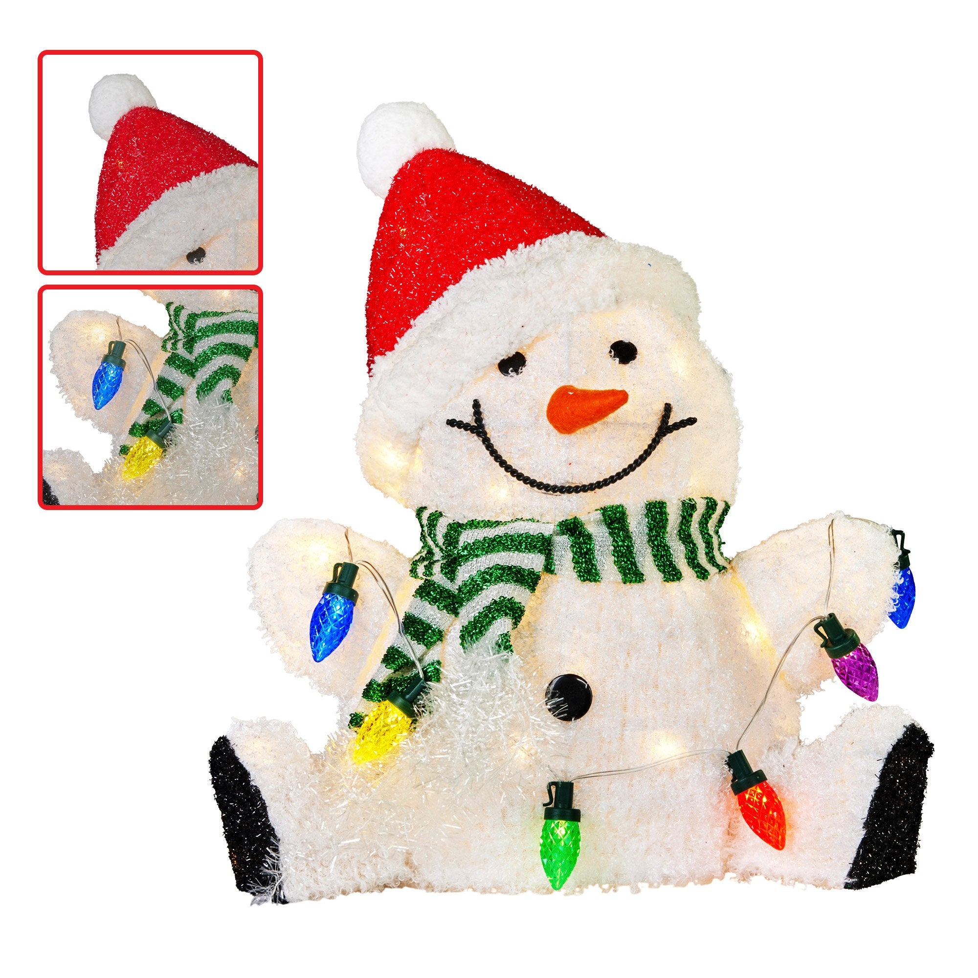Christabelle Sitting Christmas Snowman Display With Lights - 40cm 5