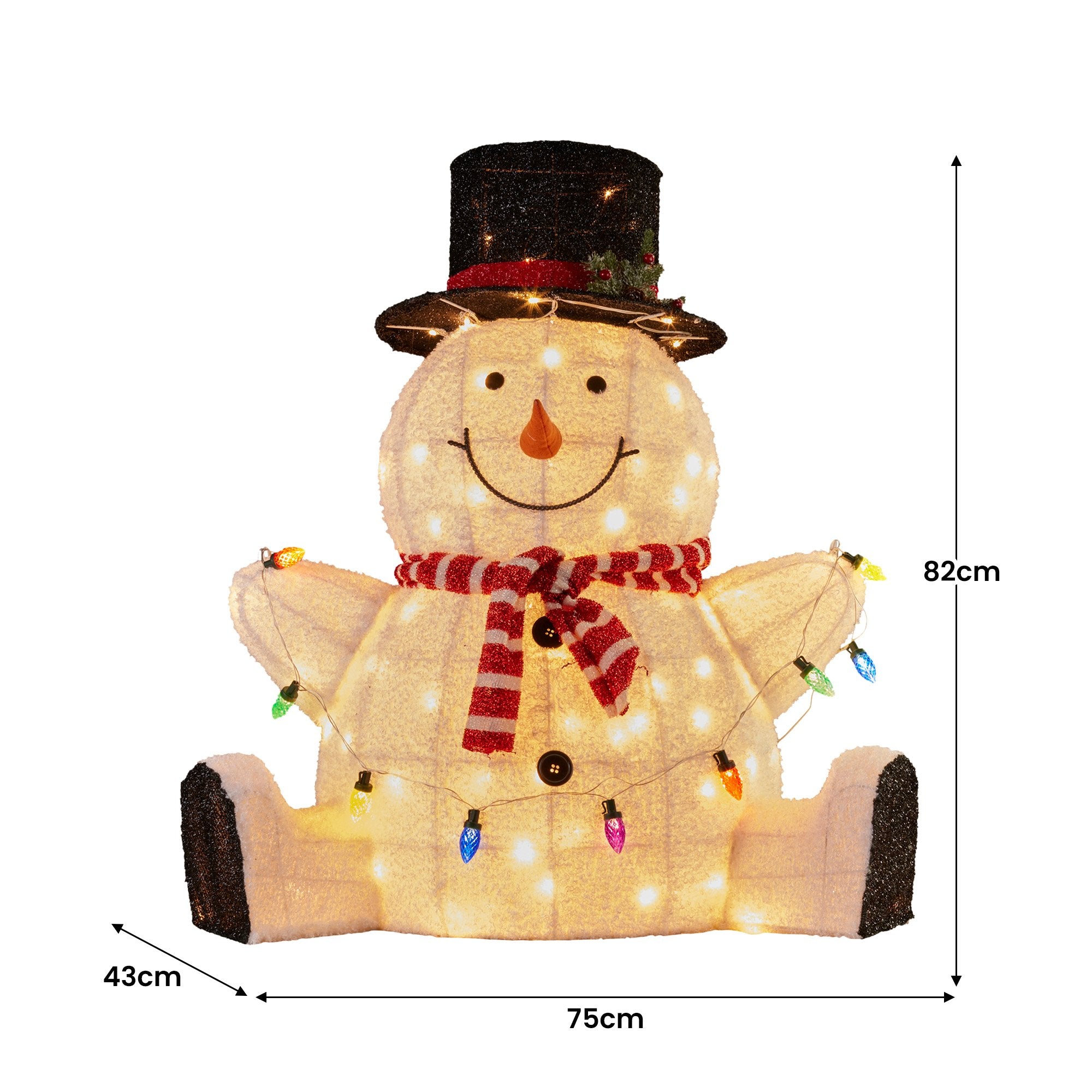 Christabelle 82cm Sitting Snowman Christmas Display with Lights 4