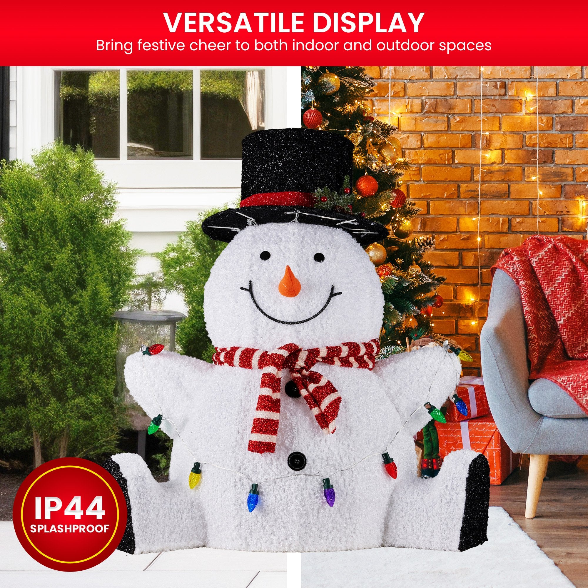 Christabelle 82cm Sitting Snowman Christmas Display with Lights 6