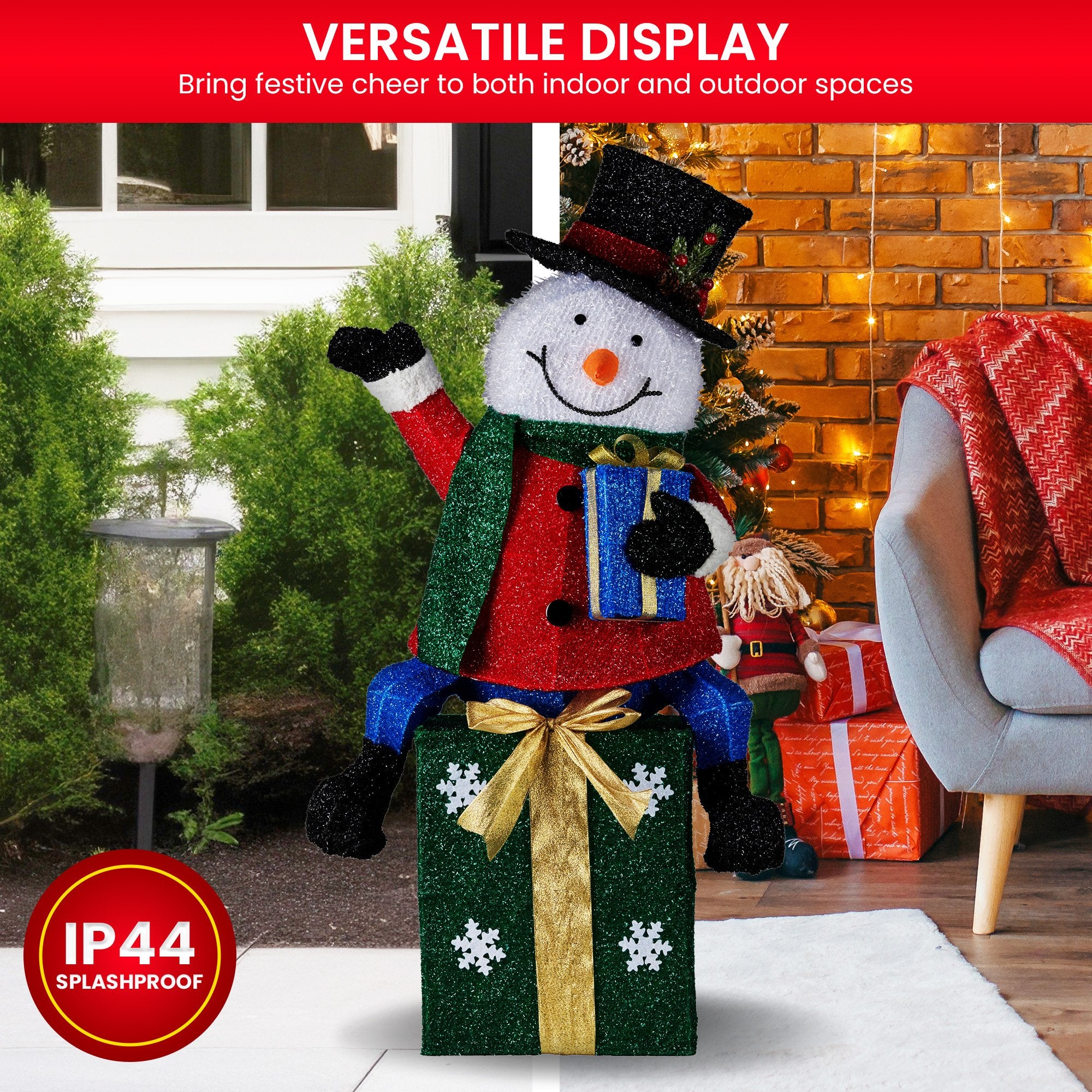 Christabelle 85cm Christmas Snowman On Presents Display with Lights 6