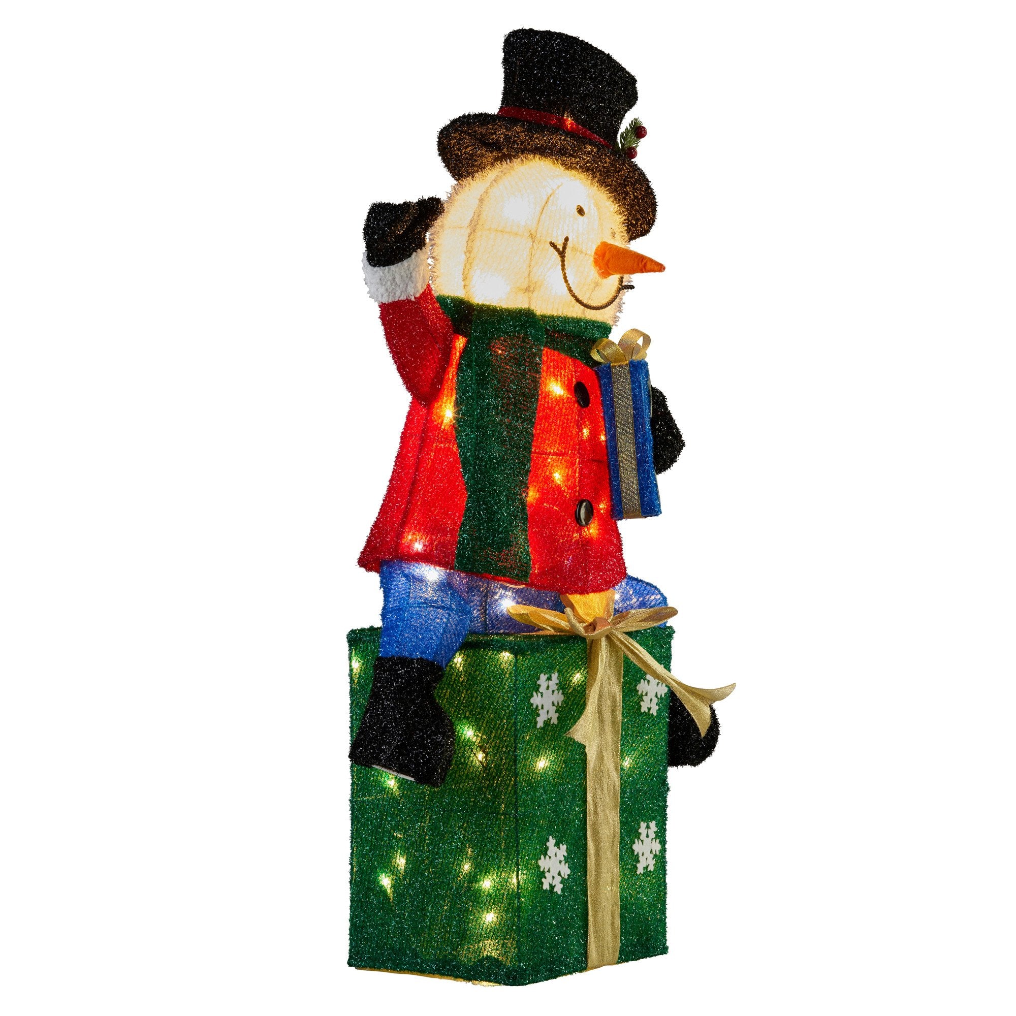 Christabelle 85cm Christmas Snowman On Presents Display with Lights 8
