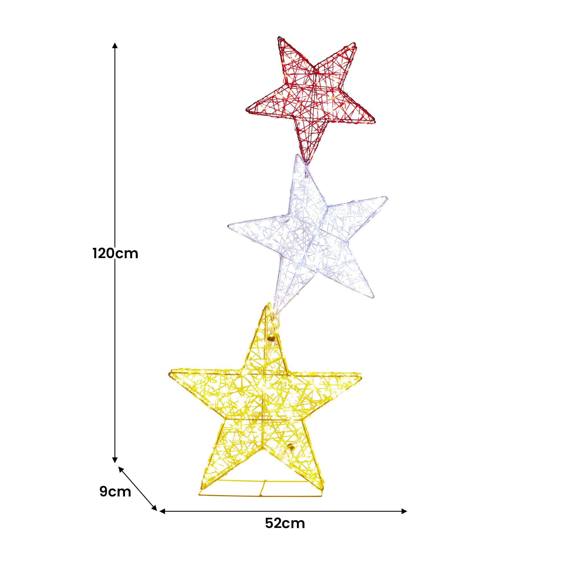 Christabelle 120cm Triple Star Christmas Display with Lights 4
