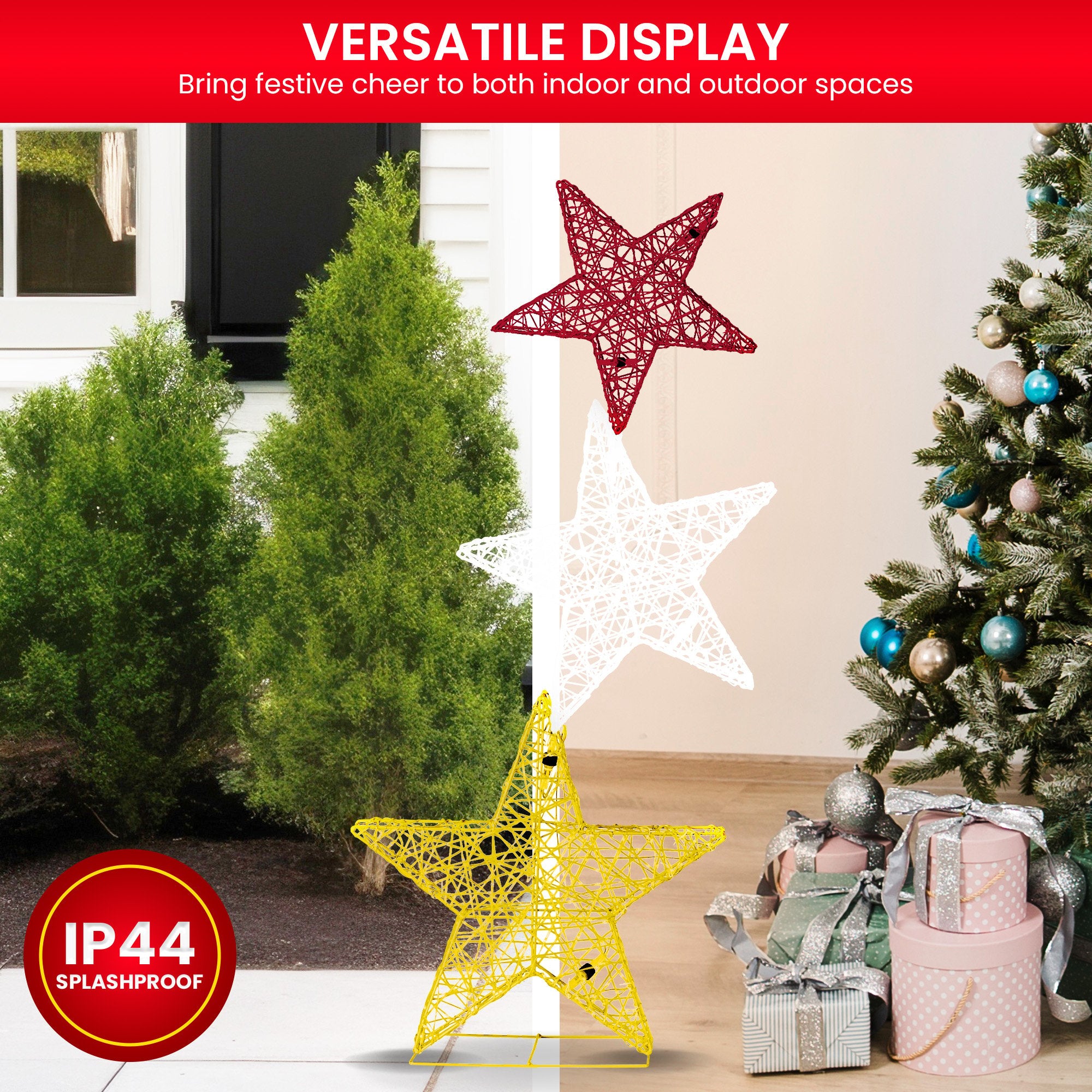 Christabelle 120cm Triple Star Christmas Display with Lights 5
