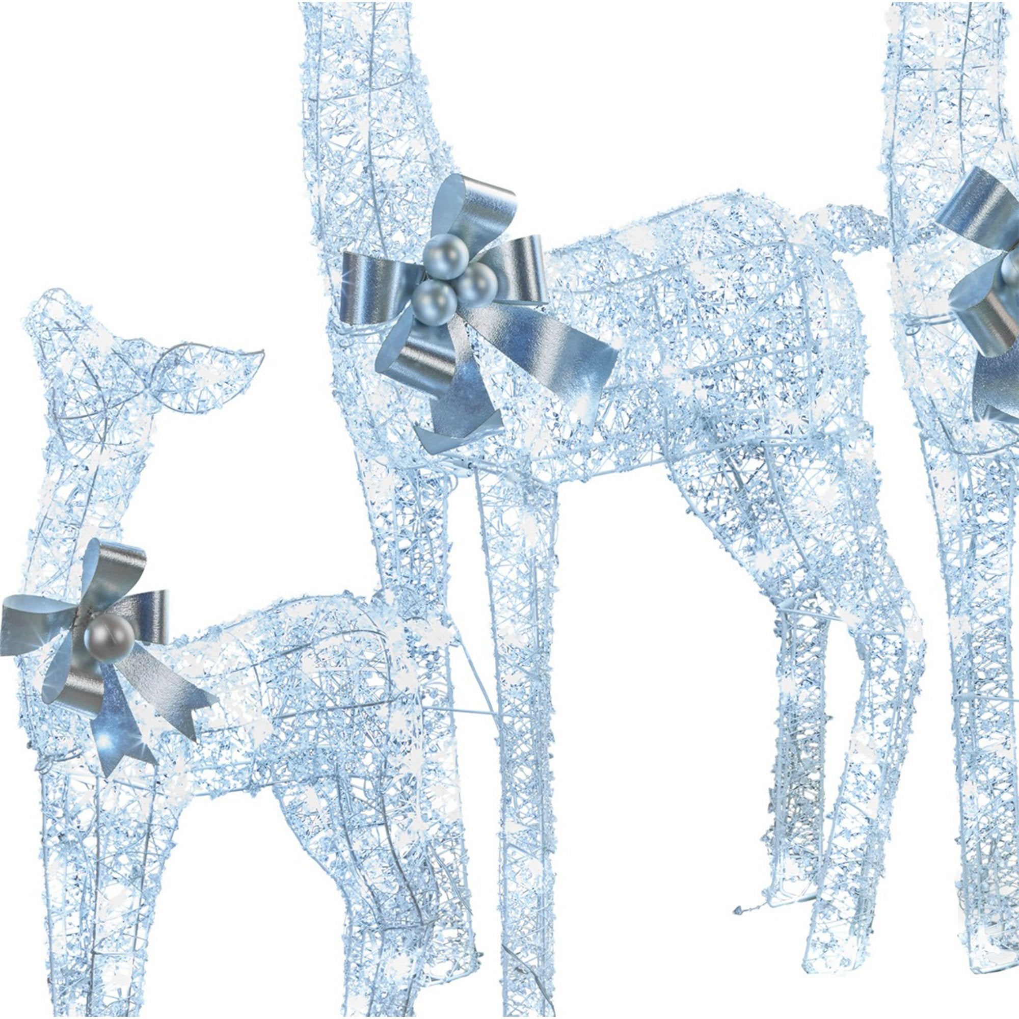 Christabelle Christmas Reindeer Display Set 3 Indoor & Outdoor Decorations Acrylic Beads Cool White LED Lights Silver 7