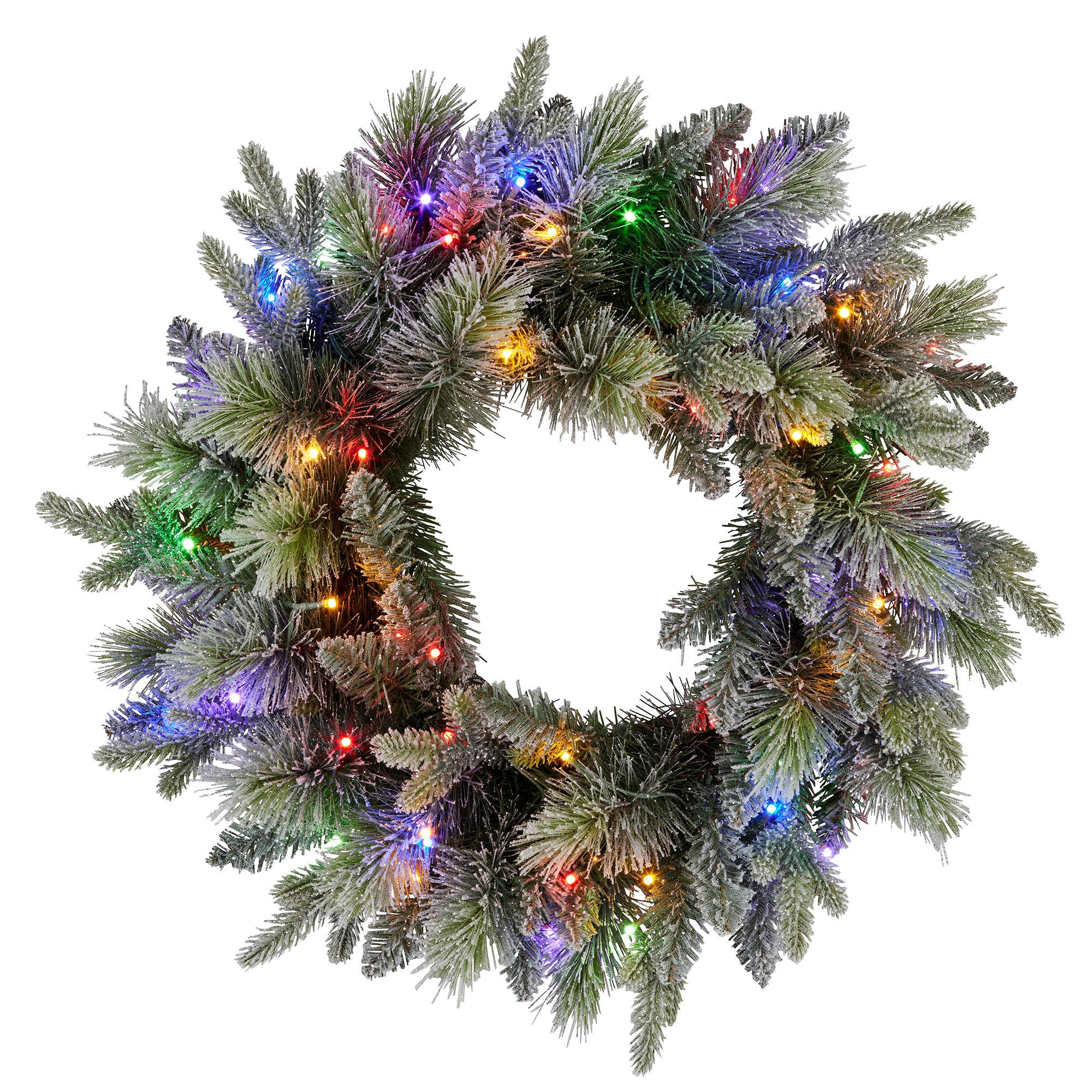 National Tree Company 61cm  Pre Lit Snowy Stamford Spruce Battery Operated Christmas Wreath w/LED Lights & Timer 4