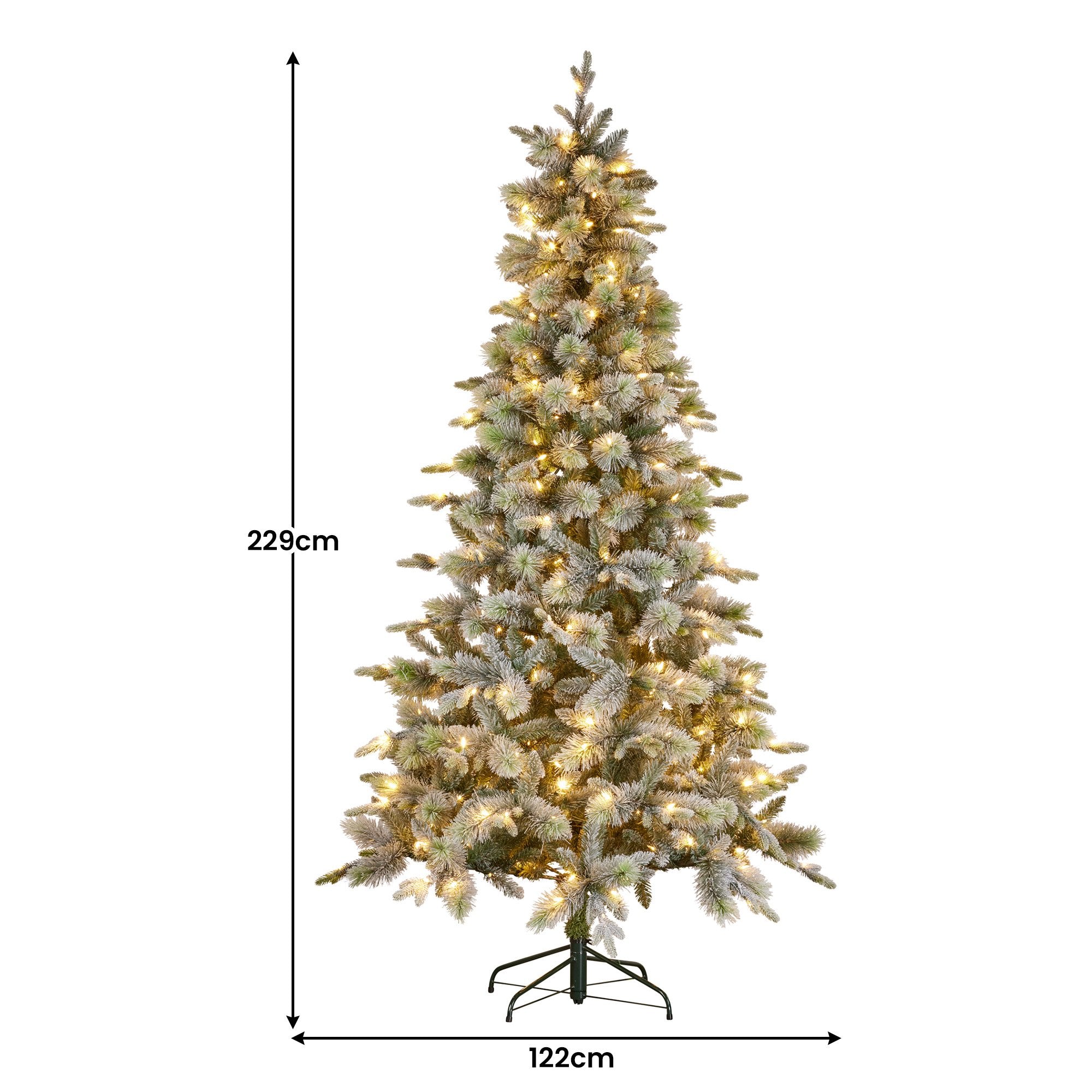 National Tree Company Snowy Stamford Spruce 7.5ft Christmas Tree Multi Functional White Coloured LED Lights & Foot Pedal 3