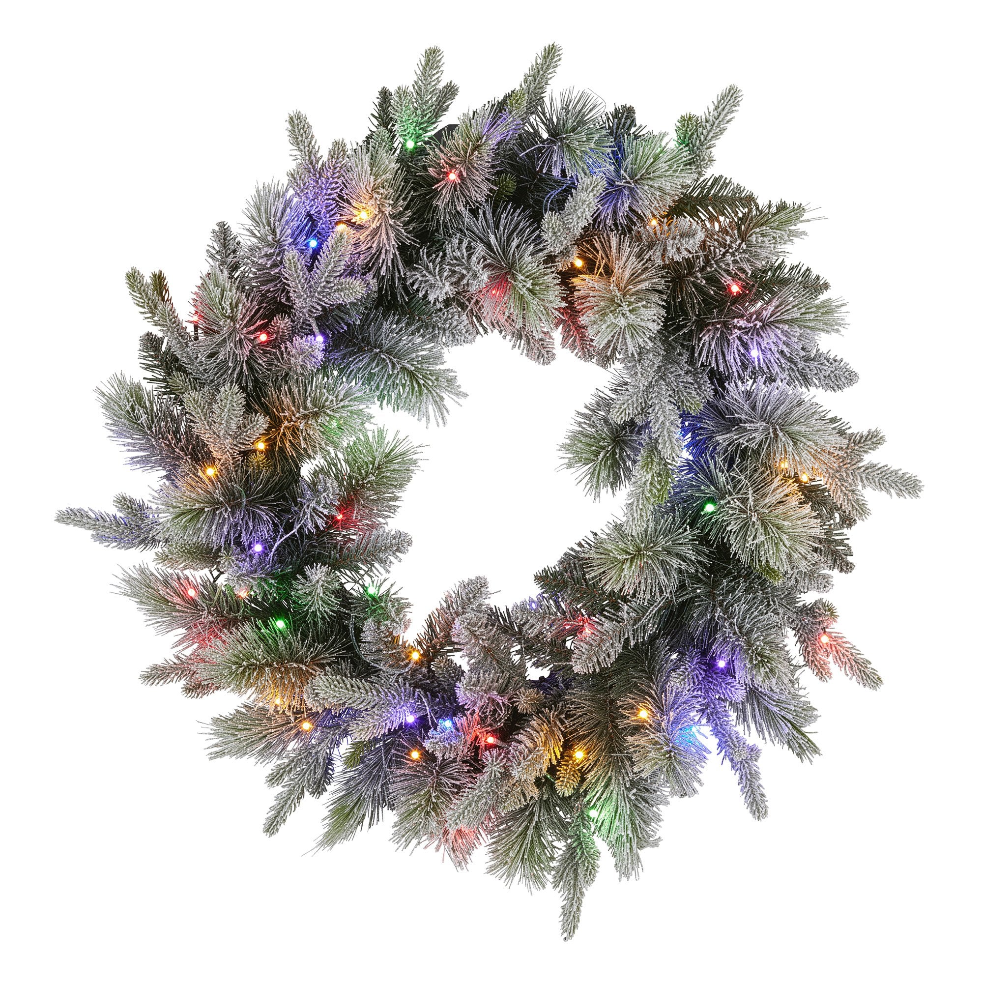 National Tree Company 76cm Pre Lit Snowy Stamford Spruce Battery Operated Christmas Wreath w/LED Lights & Timer 3