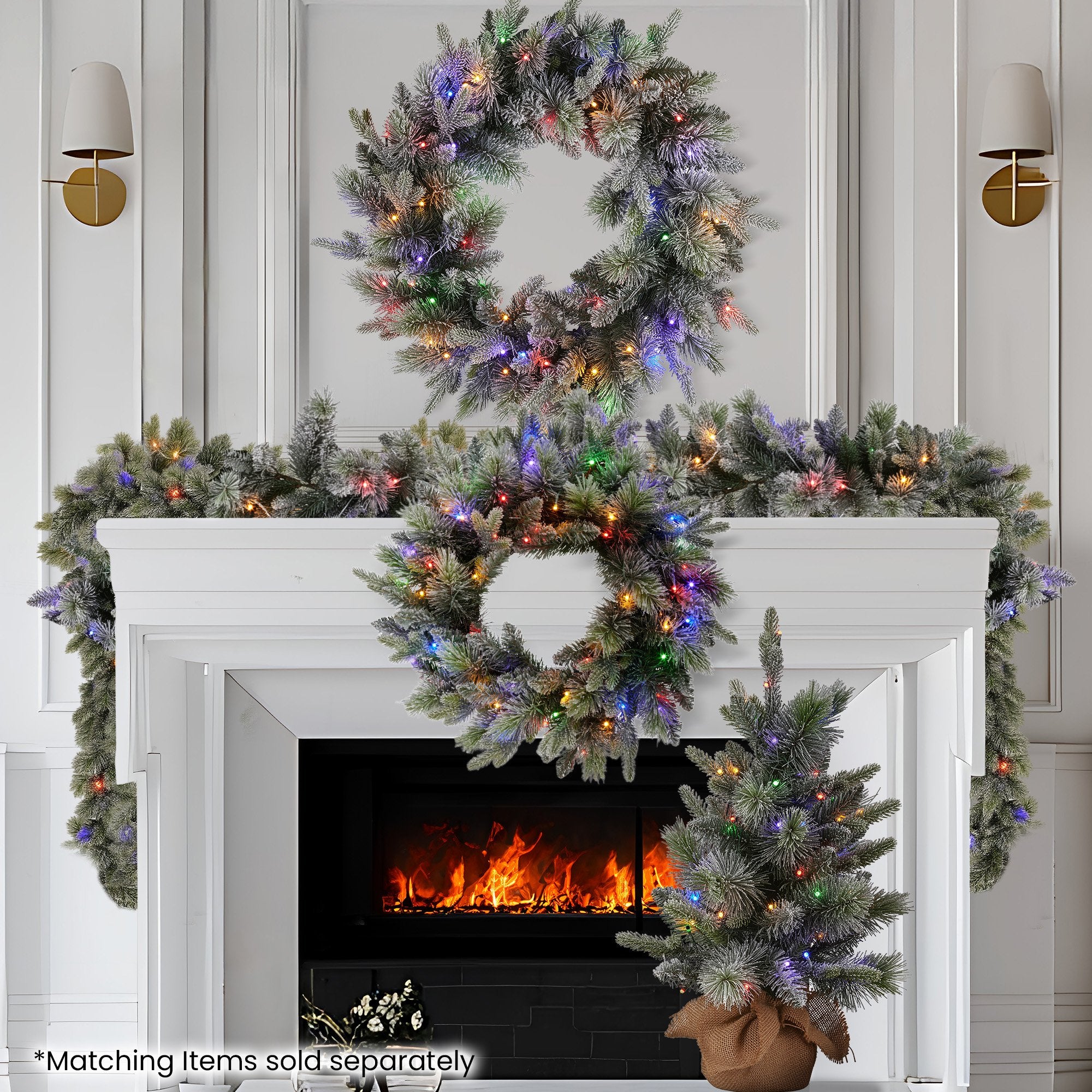 National Tree Company 76cm Pre Lit Snowy Stamford Spruce Battery Operated Christmas Wreath w/LED Lights & Timer 7