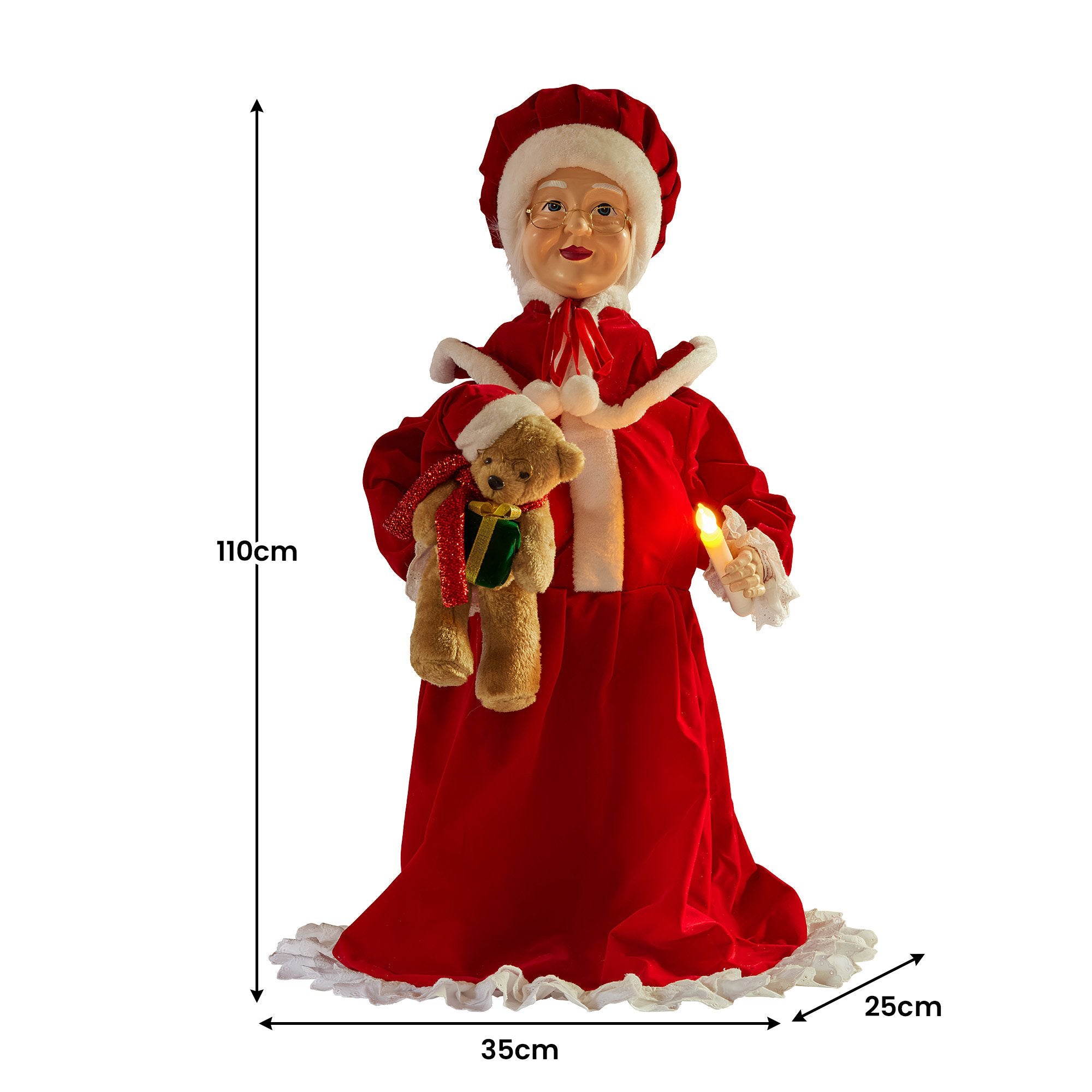 Christabelle 1.1m Musical LED Animated Christmas Mrs Claus Glowing Candle Ornament Decoration 3