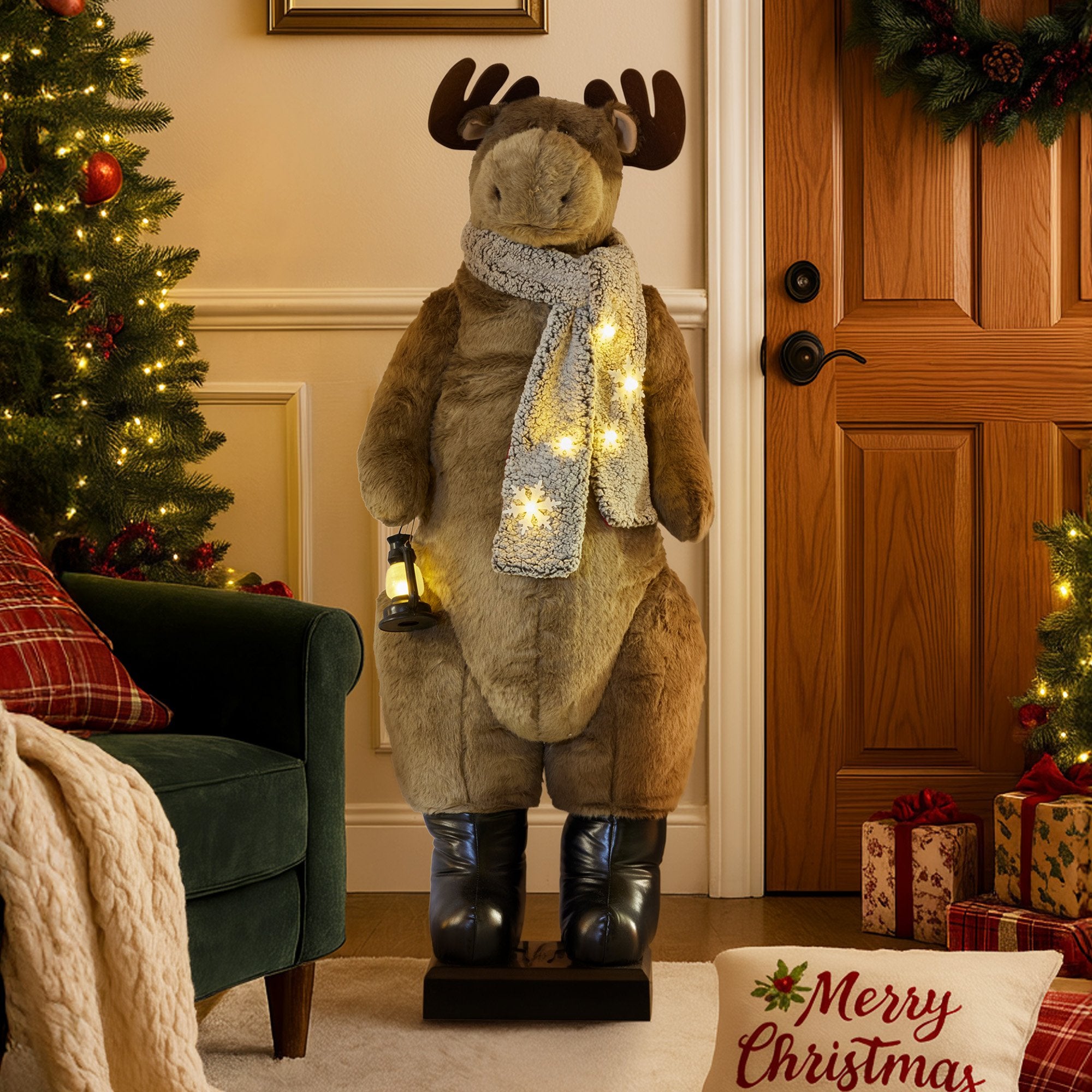Christabelle 1.5m Musical LED Animated Christmas Moose Decoration Light-Up Lantern Ornament 6