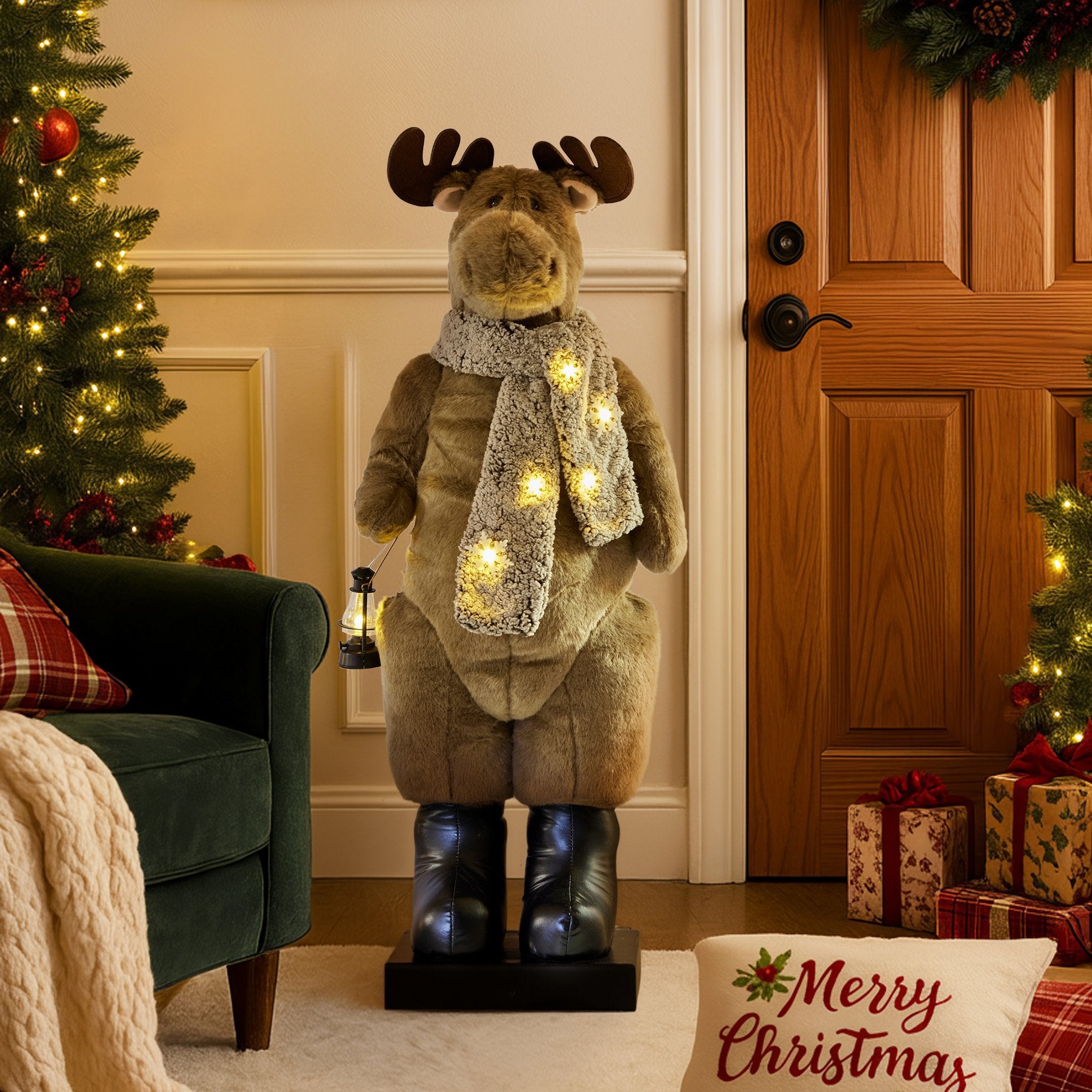 Christabelle 1.1m Musical LED Animated Christmas Moose Decoration Light-Up Lantern Ornament 6