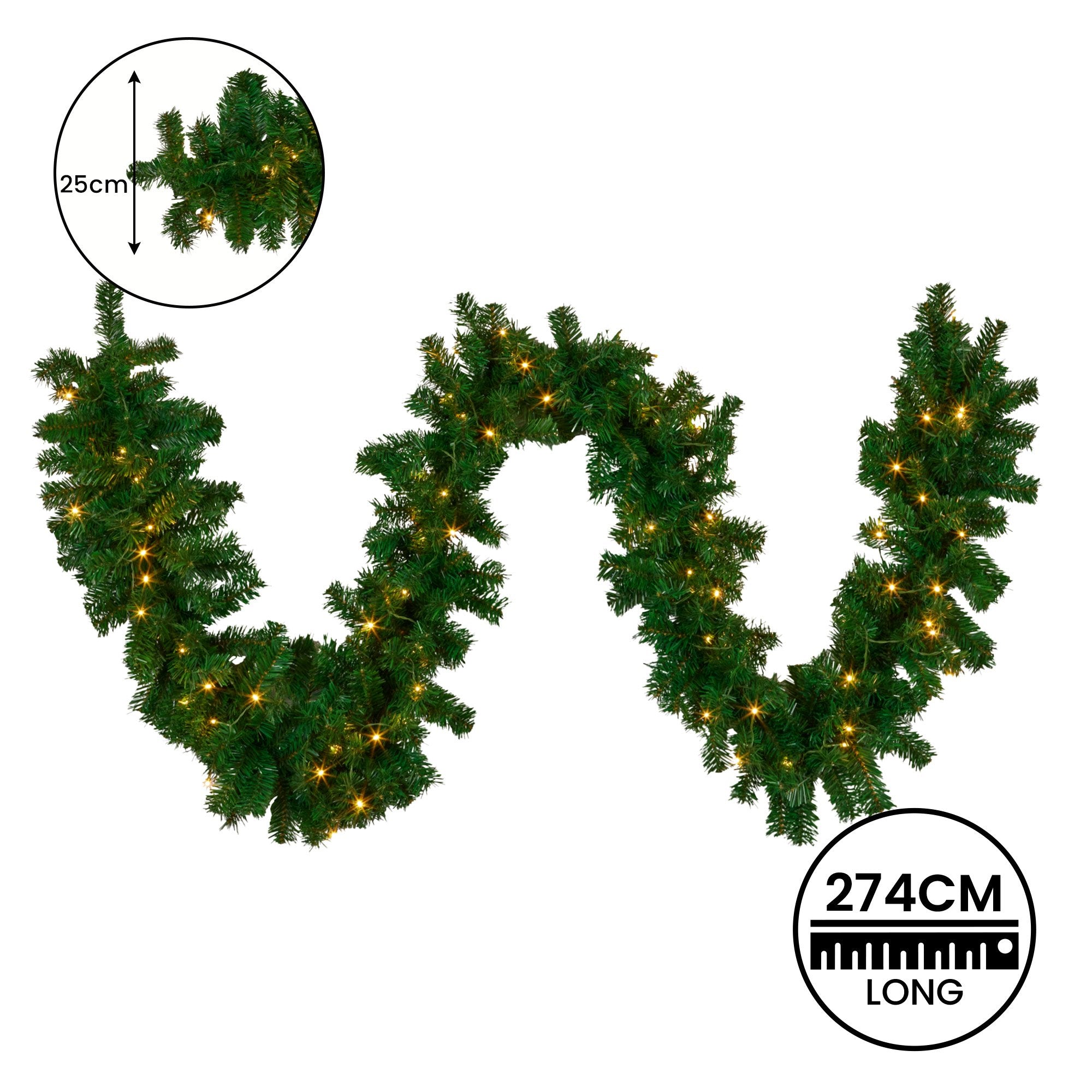 Christabelle 2.7m Christmas Garland with LED Lights Chadwick Tree Decoration Ornament 4