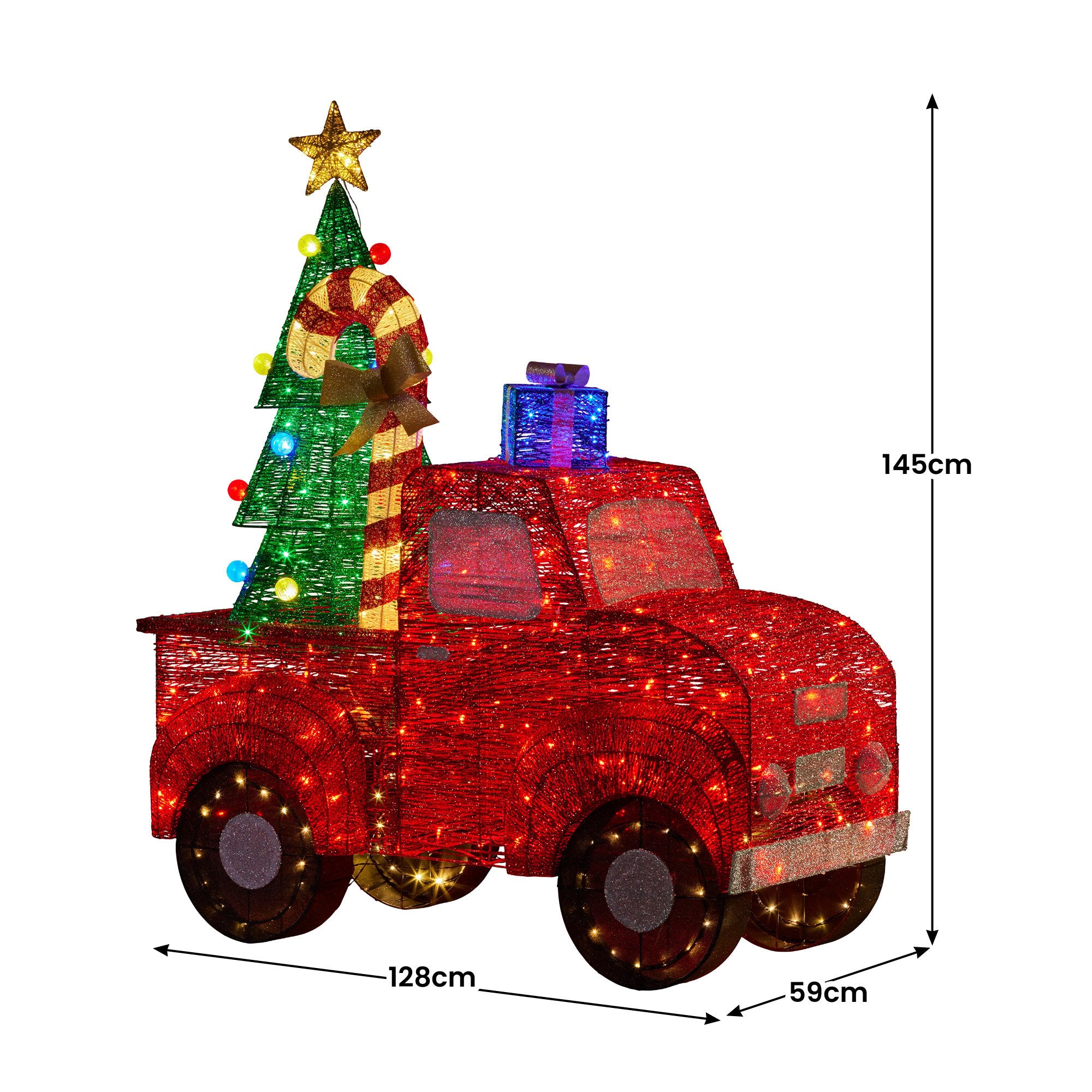 Christabelle 1.4m Christmas Tree Truck Indoor Outdoor Display Decoration LED Lights Front Yard Lawn Statue Ornament 3