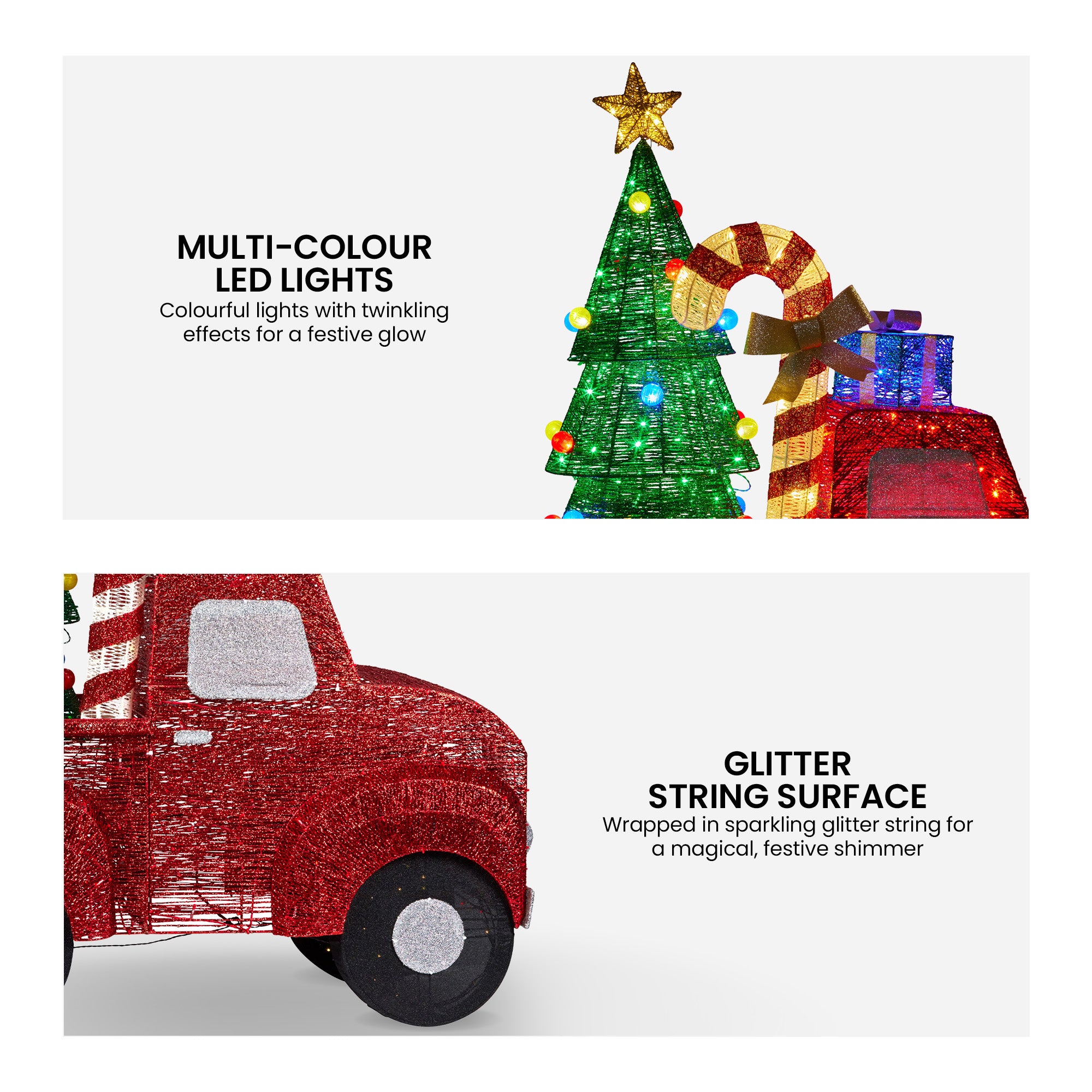 Christabelle 1.4m Christmas Tree Truck Indoor Outdoor Display Decoration LED Lights Front Yard Lawn Statue Ornament 4