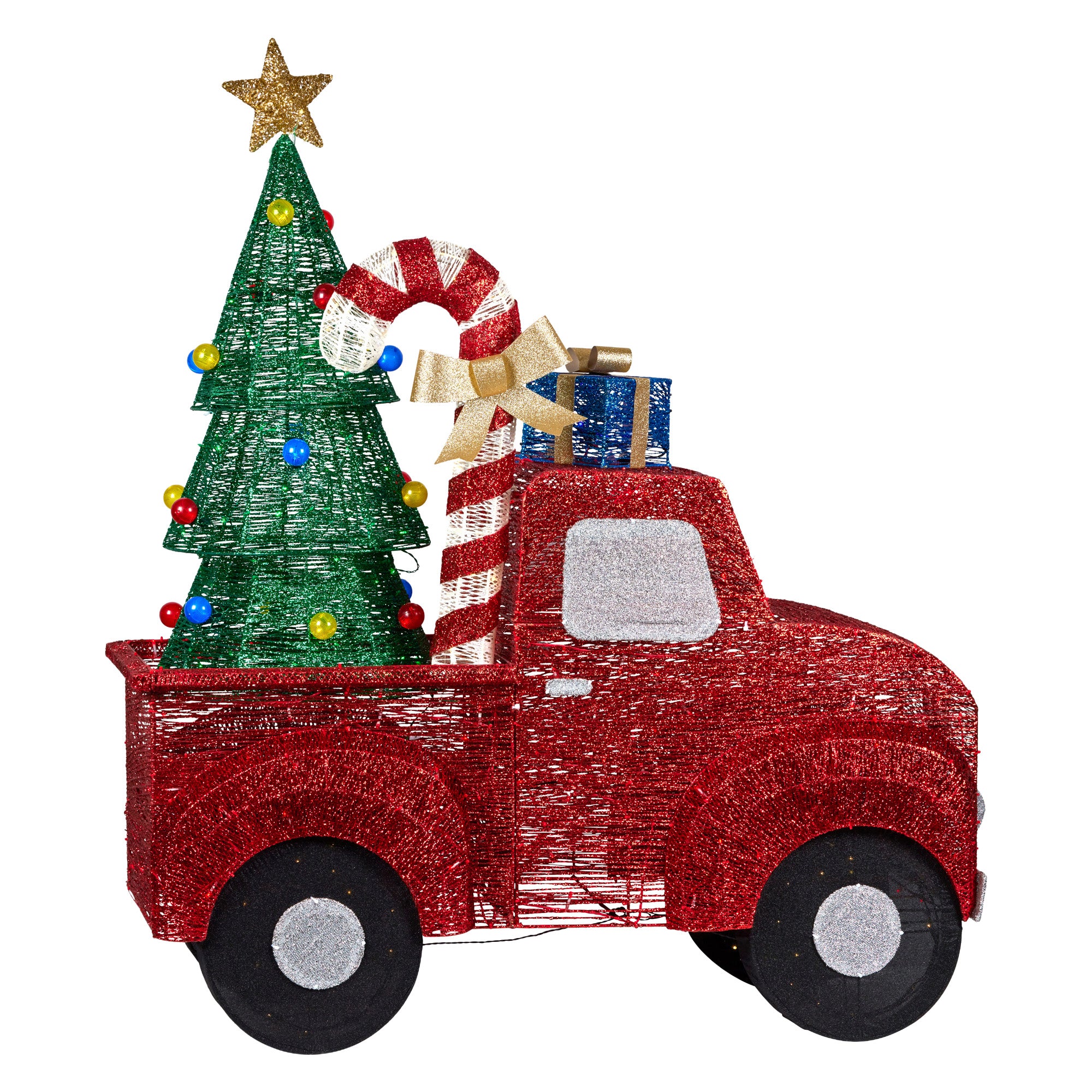 Christabelle 1.4m Christmas Tree Truck Indoor Outdoor Display Decoration LED Lights Front Yard Lawn Statue Ornament 5