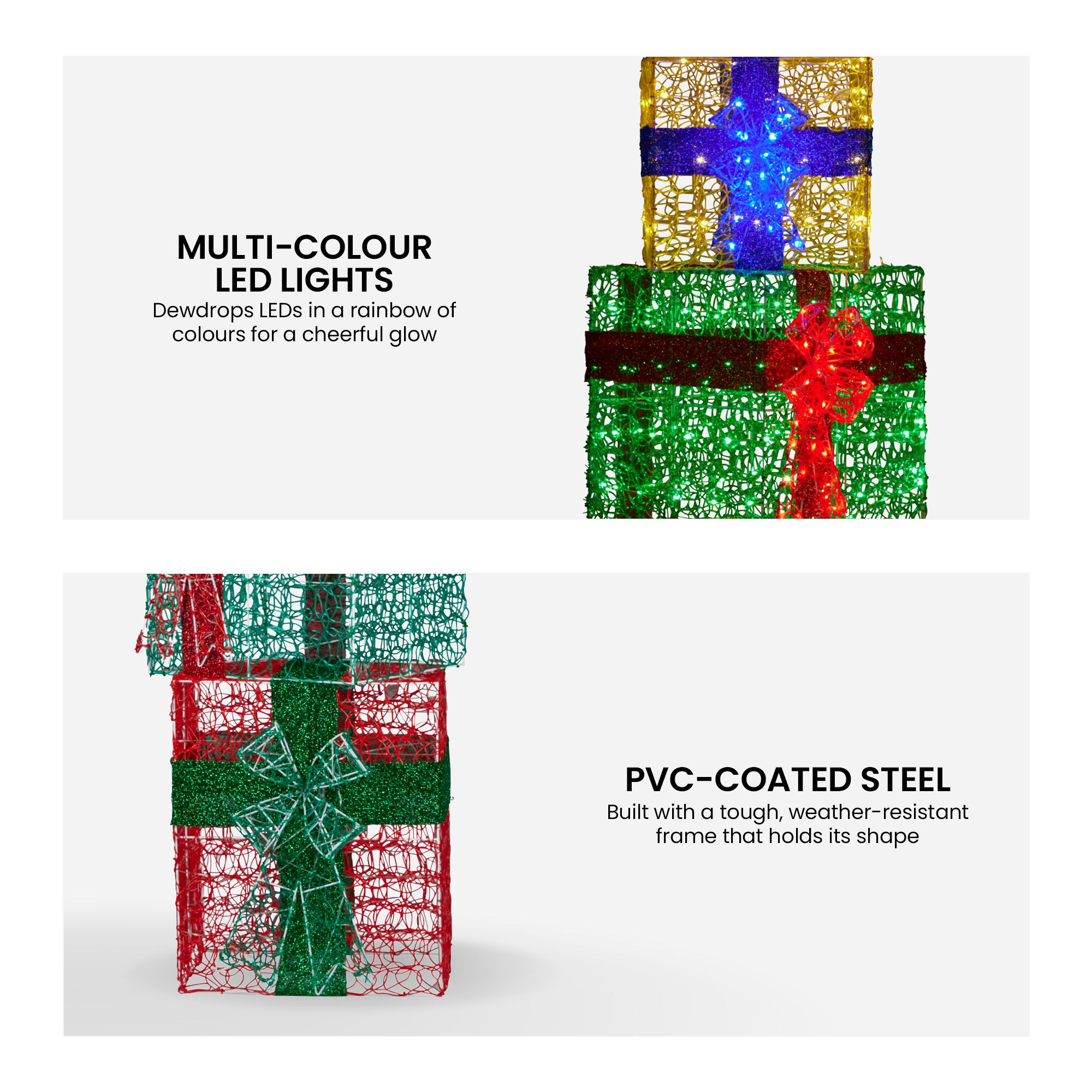 Christabelle 190cm 4-piece Gift Stack Box Christmas Decor Bows Led Lights Xmas 4