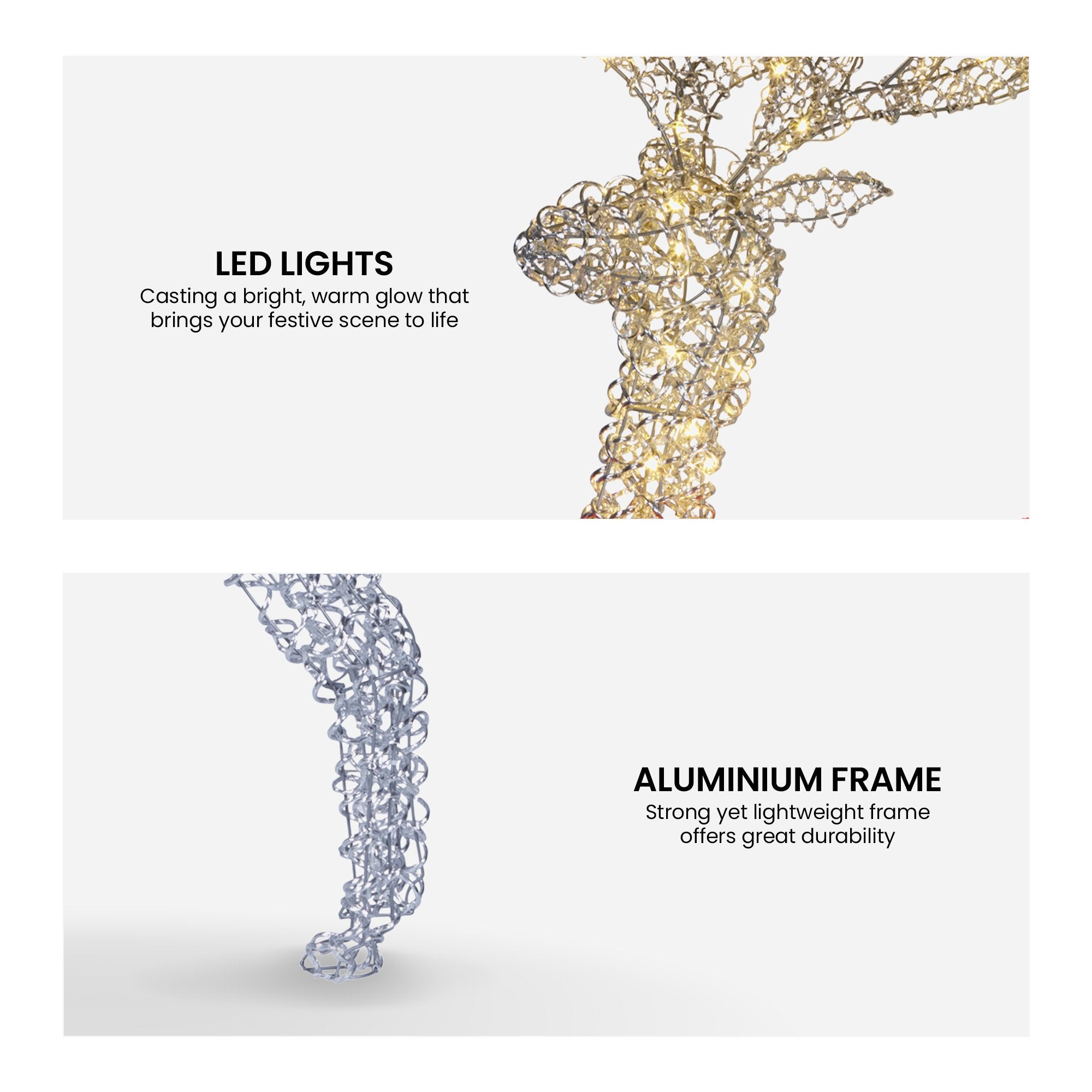 Christabelle Large 1.5m Christmas Reindeer Outdoor Indoor Light-Up Display Decoration Lawn Statue LED Lights Red Bow 4