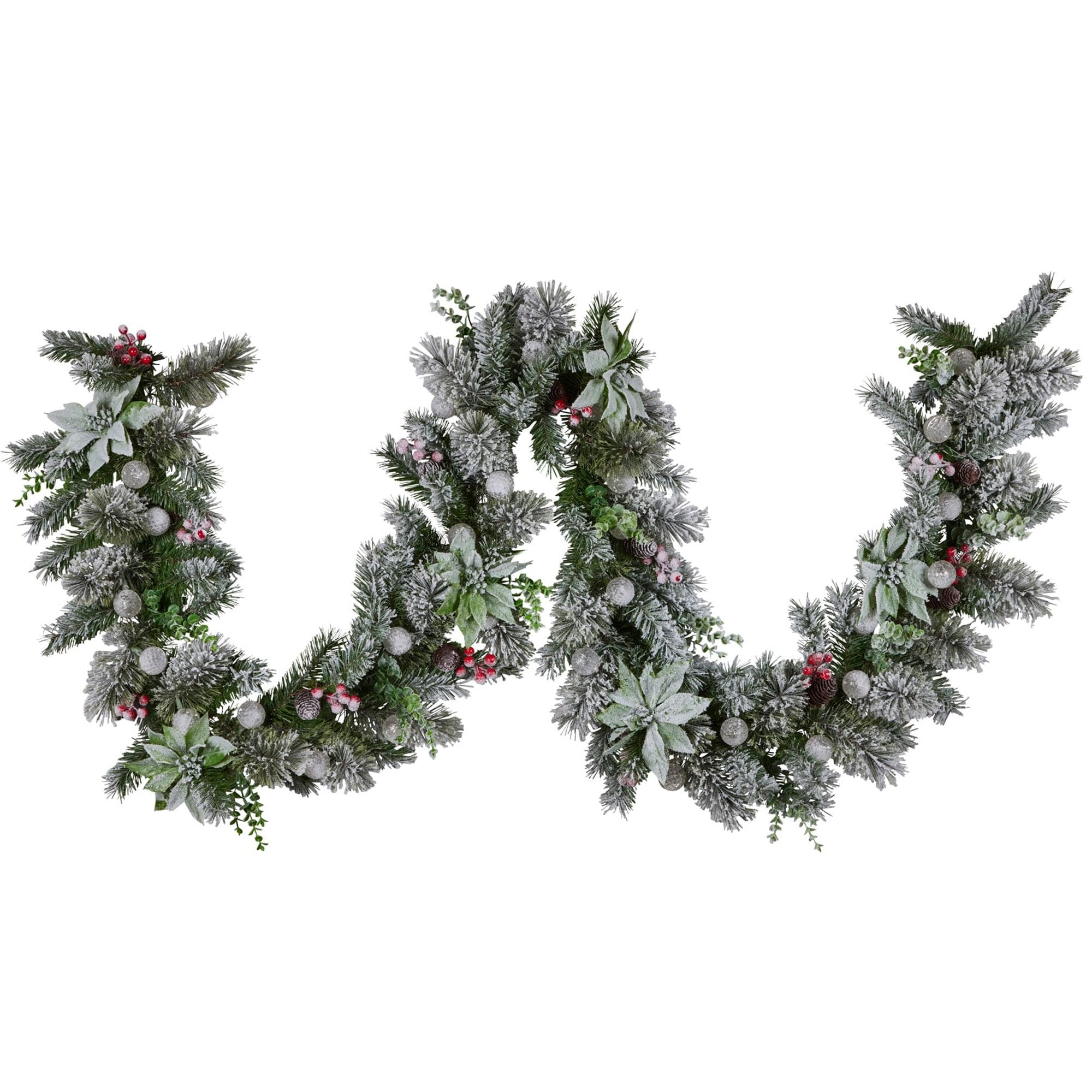 Swishmas 274cm Snowy Crown Pine Pre-Lit Multicolour Christmas Garland 3