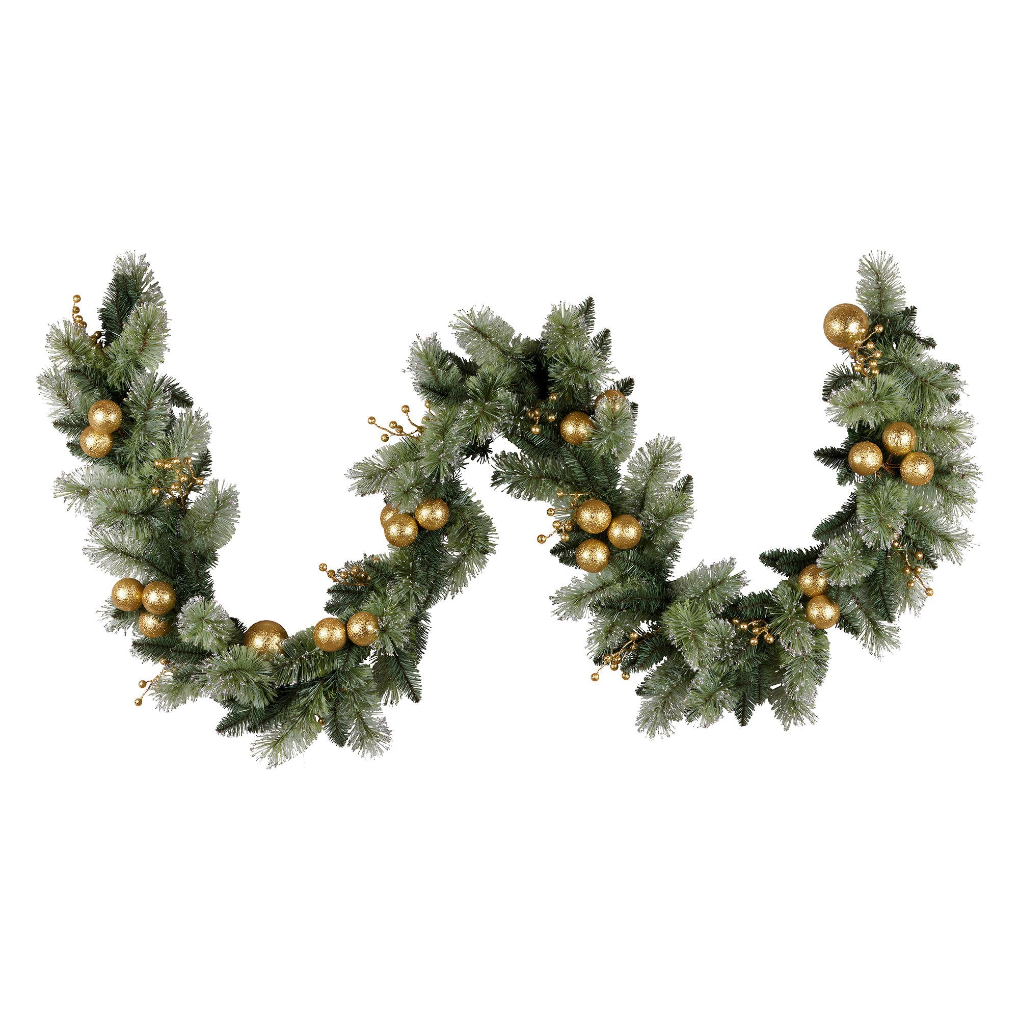 Christabelle 2.7m Christmas Garland with Gold Baubles and LED Lights Mantle Decoration Ornament 4