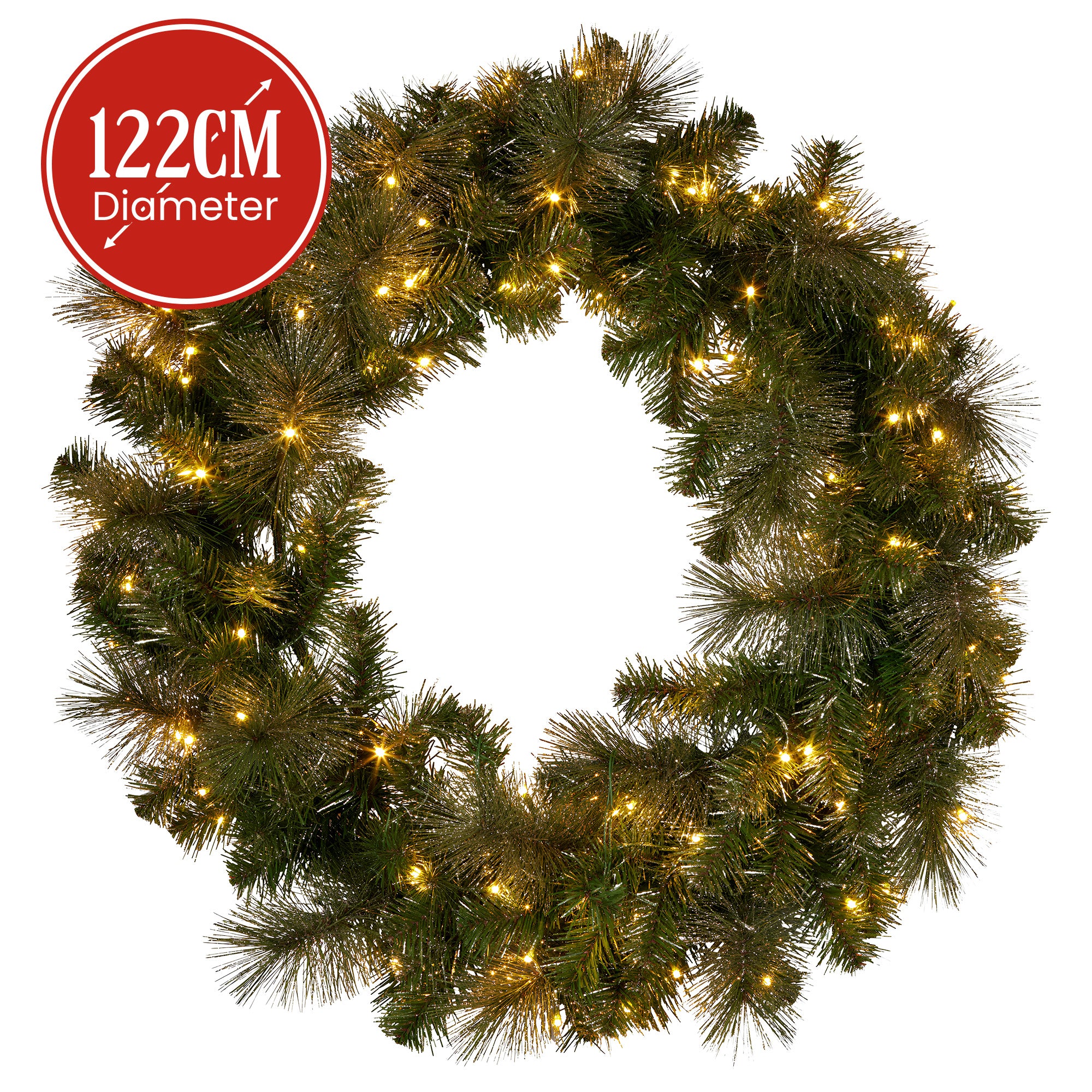 Christabelle 1.22m Split 2pc Christmas Wreath with LED Lights Pine Dual Front Doors Decoration Ornament 3