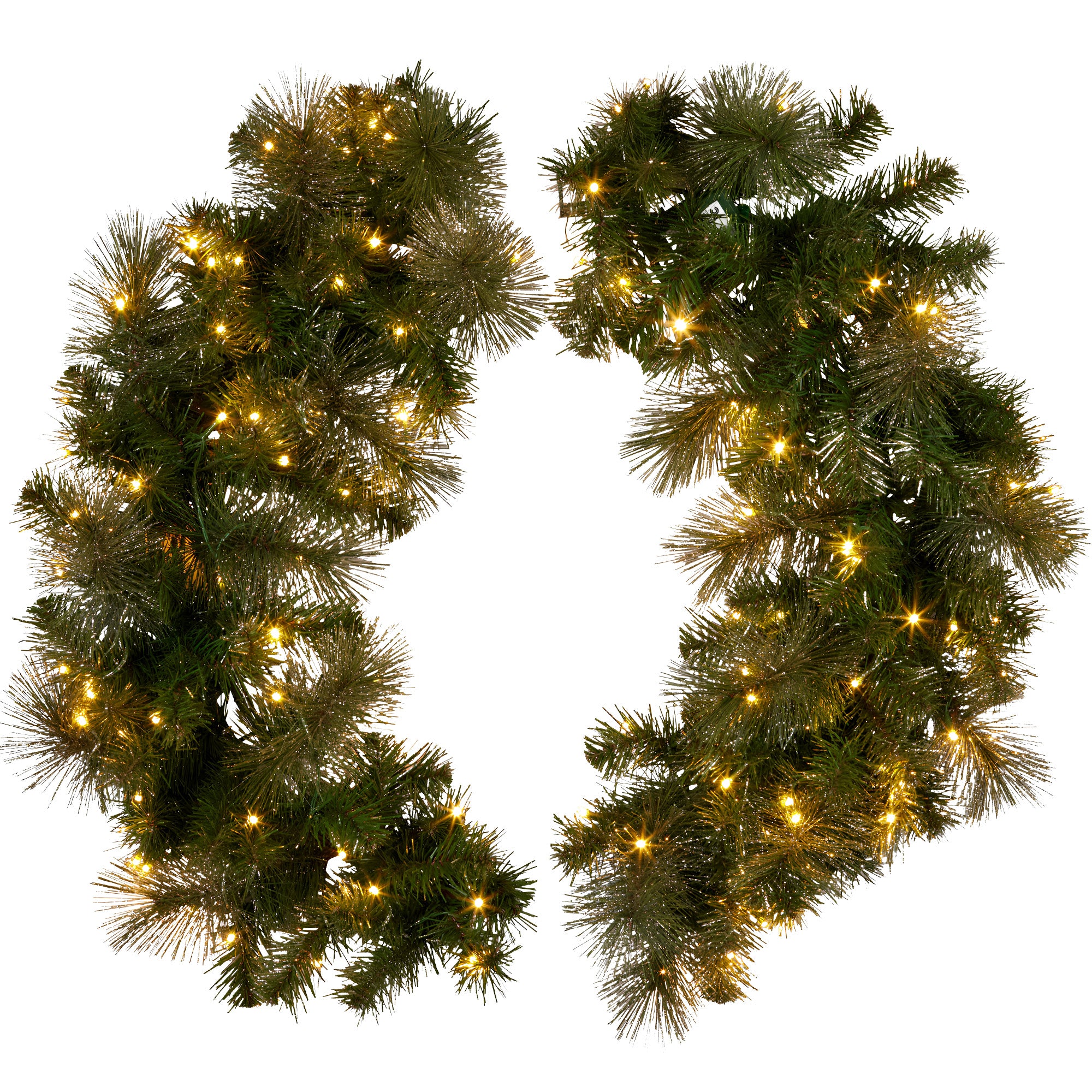 Christabelle 1.22m Split 2pc Christmas Wreath with LED Lights Pine Dual Front Doors Decoration Ornament 5