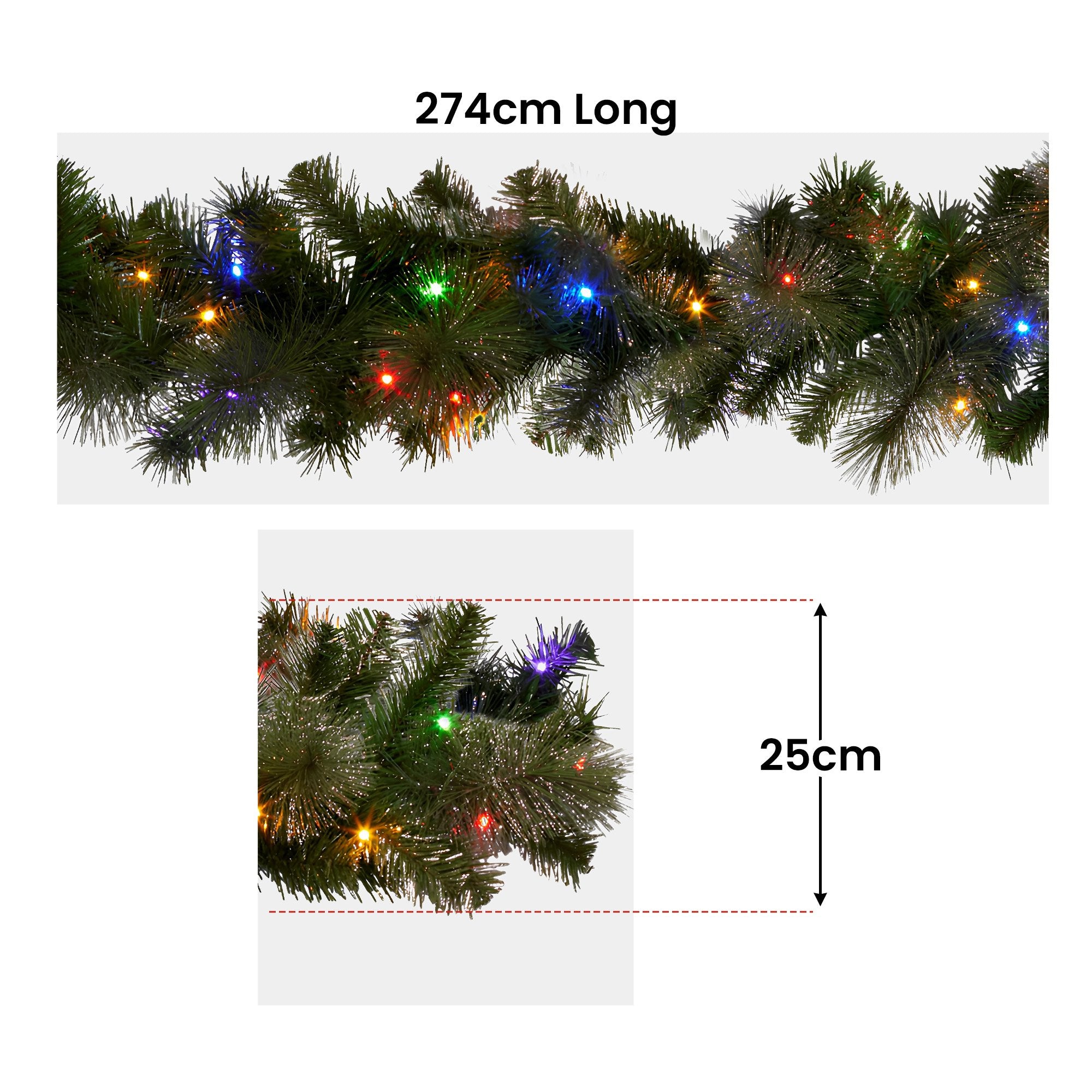Christabelle 2.7m Christmas Garland with LED Lights Glittery Gold Pine Mantle Decoration Ornament 4