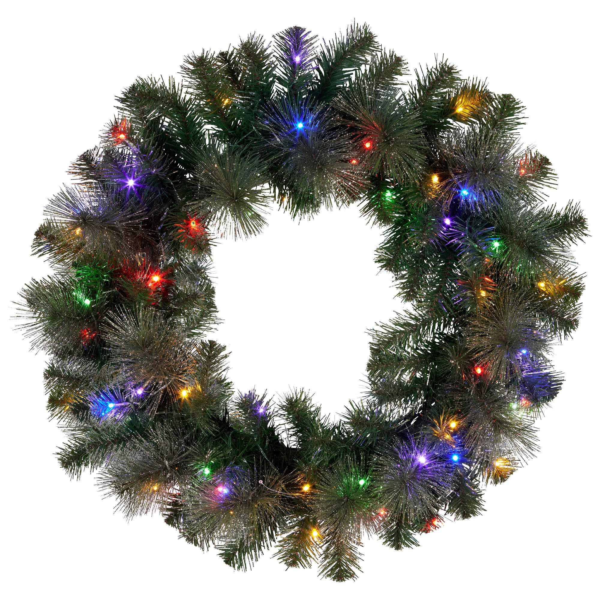 Christabelle 61cm Christmas Wreath with LED Lights Glittery Gold Pine re-Lit Front Door Decoration Ornament