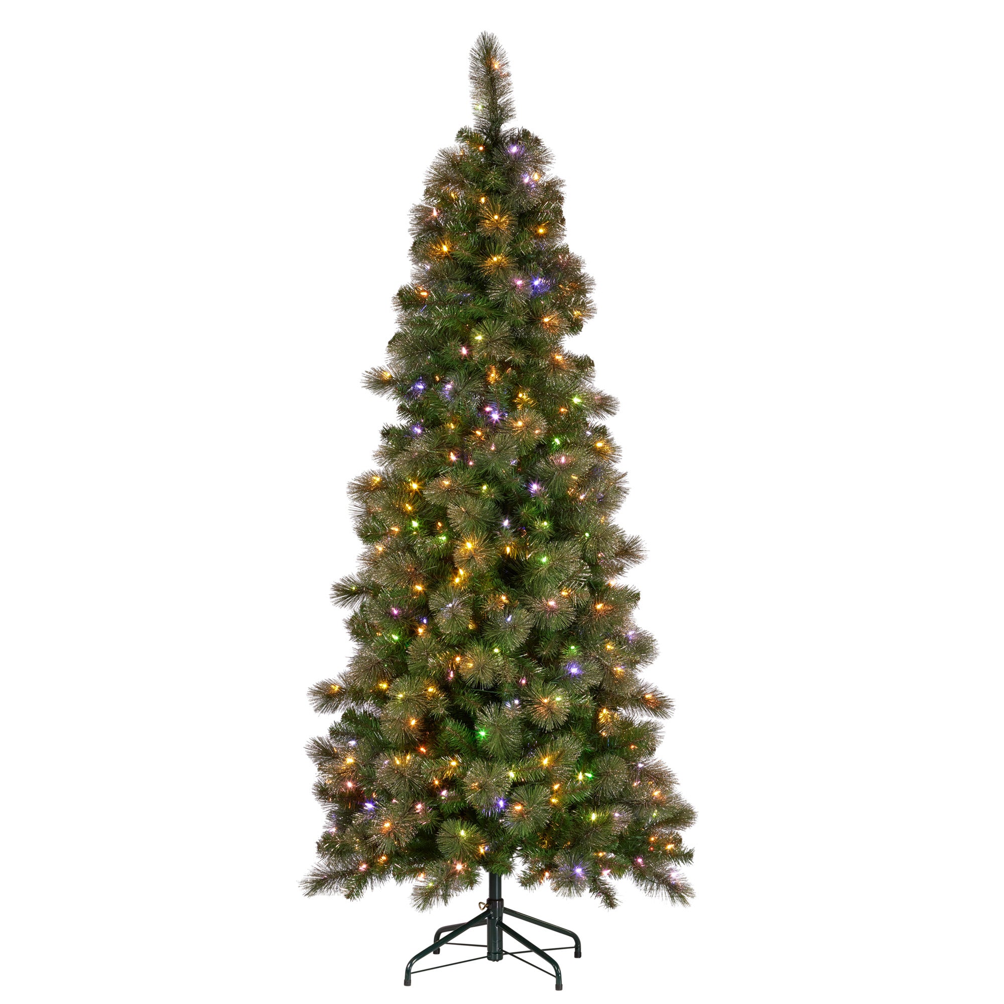 Christabelle 7.5ft Christmas Tree Slim Glittery Gold Pine Led Lights Xmas Decor 5
