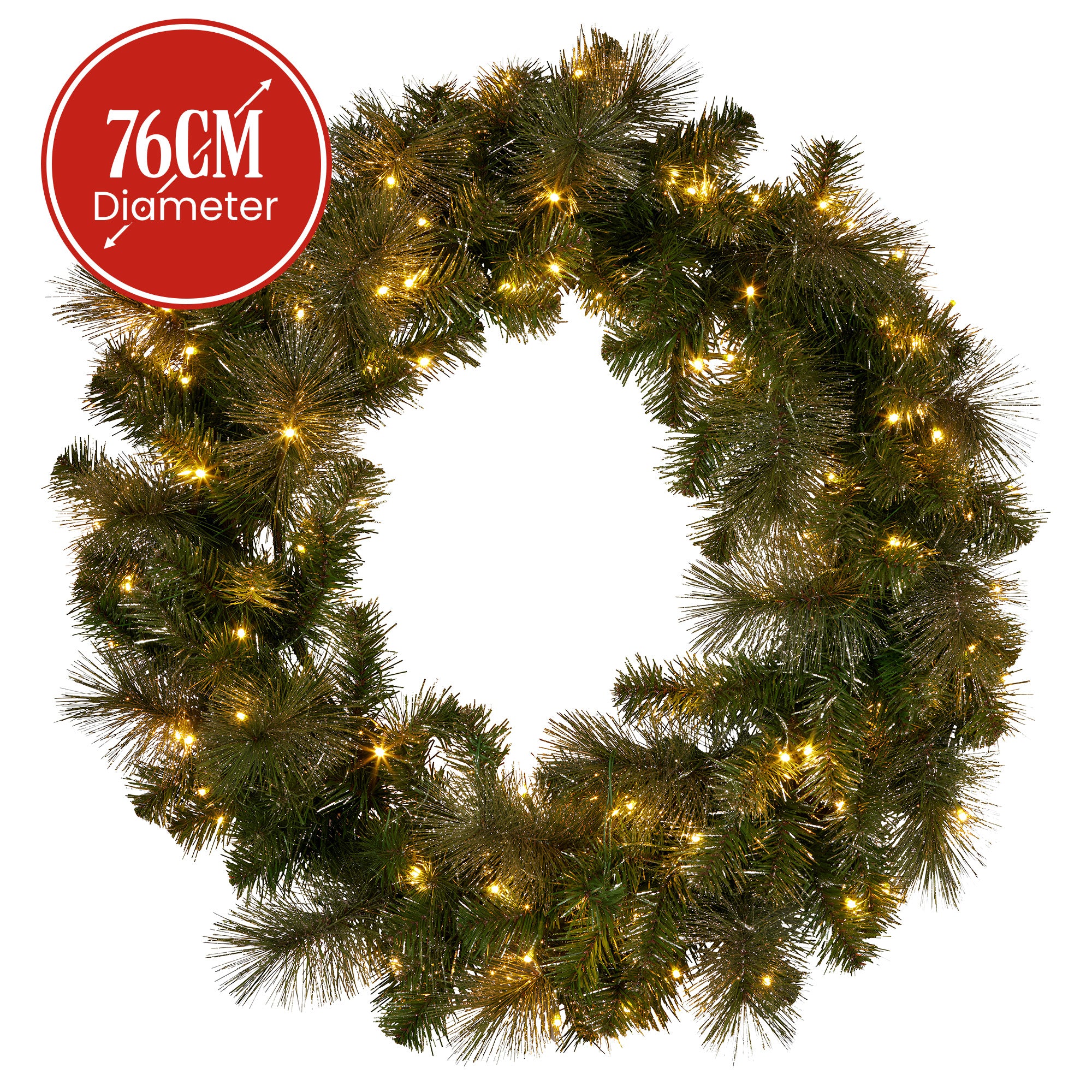 Christabelle 76cm Split Christmas Wreath with LED Lights for Double Front Doors Decoration 3