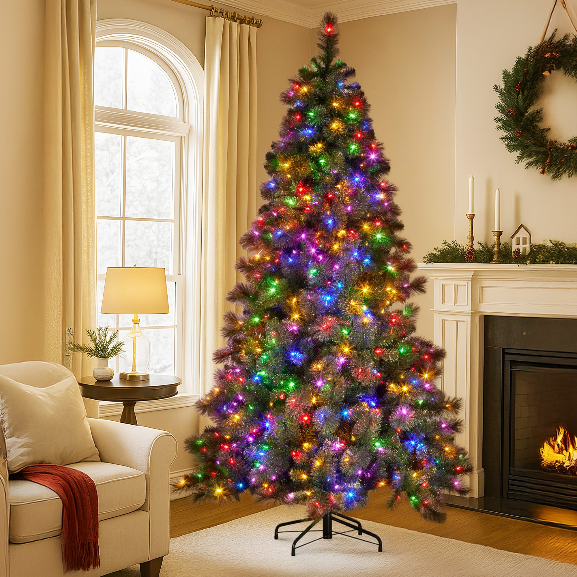 Christabelle 9ft Christmas Tree Glittery Gold Pine Needles 850 Led Lights Xmas 7