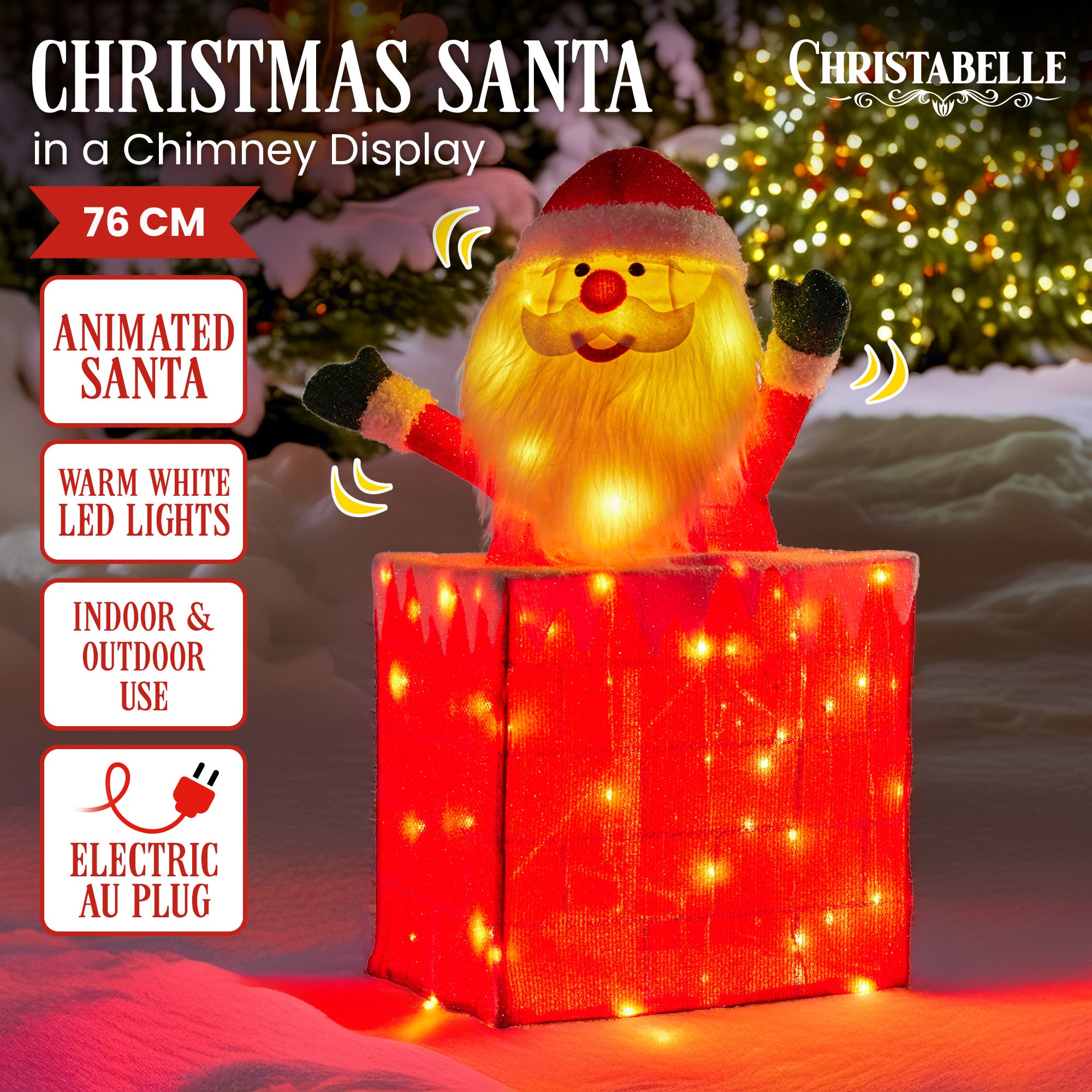 Christabelle 76cm Animated Santa In Chimney Christmas Tree Led Lights Ornament 3