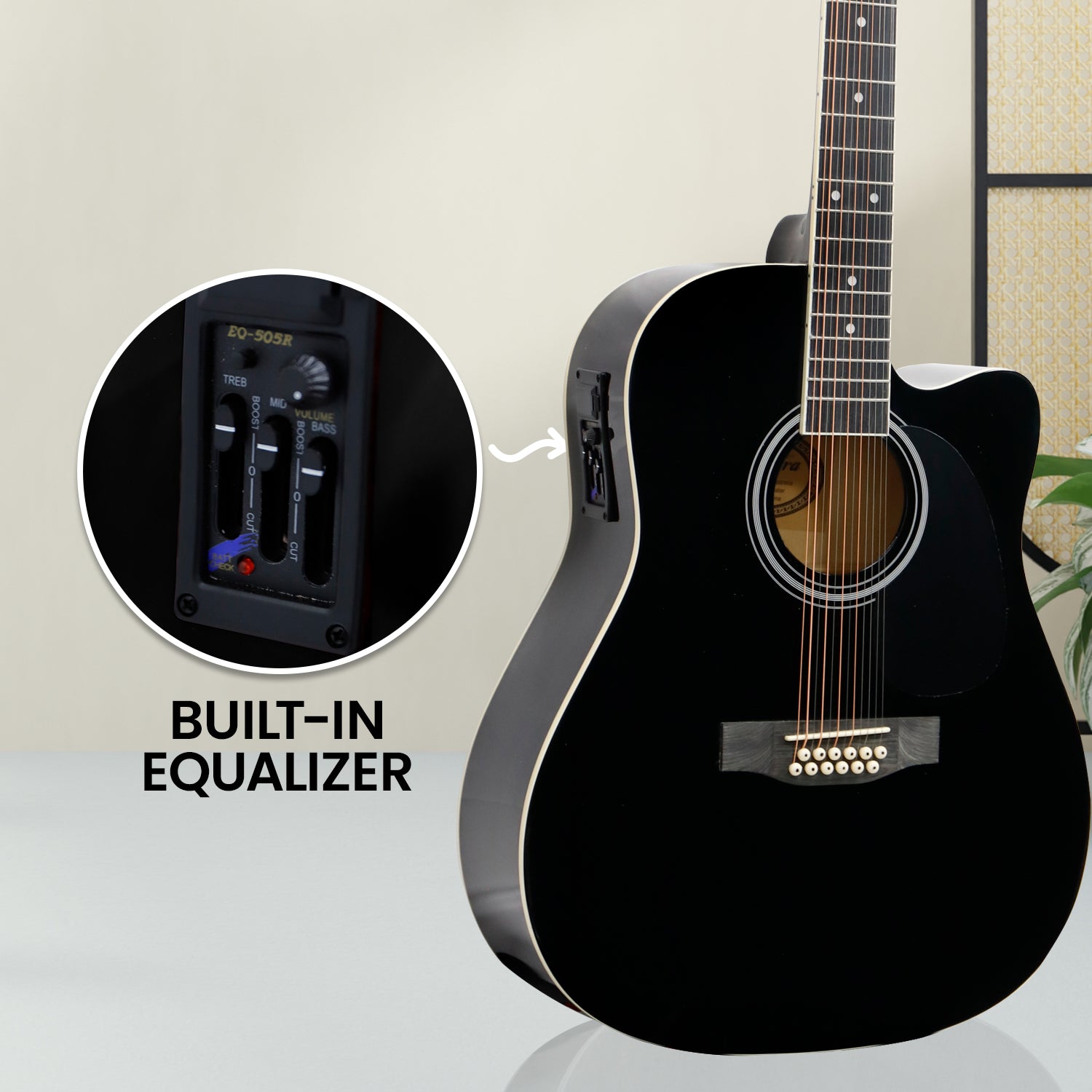 Karrera 12-String Acoustic Guitar with EQ - Black 6