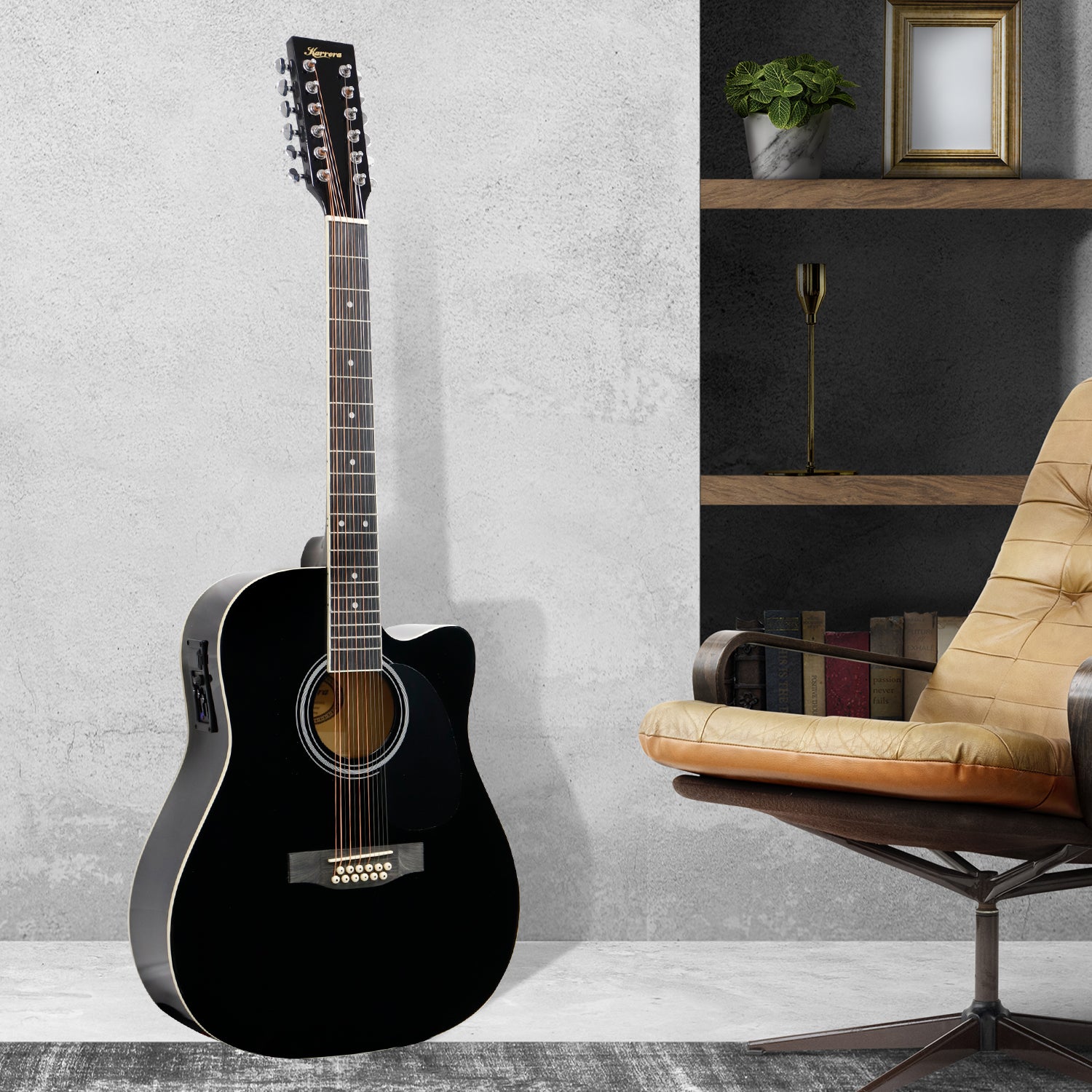 Karrera 12-String Acoustic Guitar with EQ - Black 8