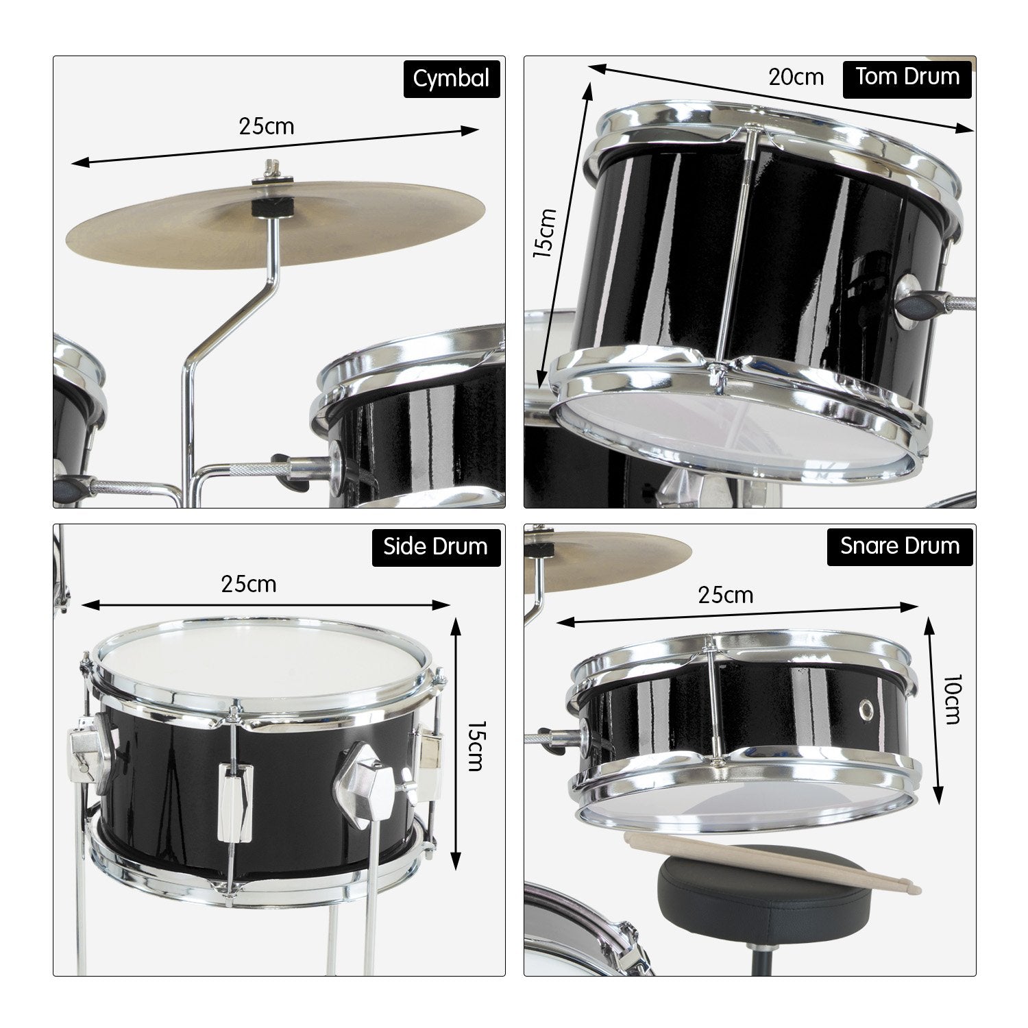 Karrera Children's 4pc Drum Kit - Black 3