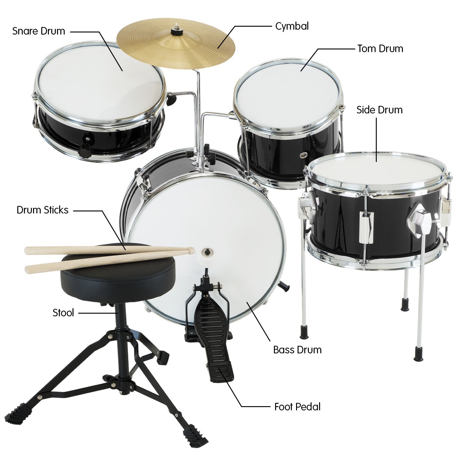 Karrera Children's 4pc Drum Kit - Black 8