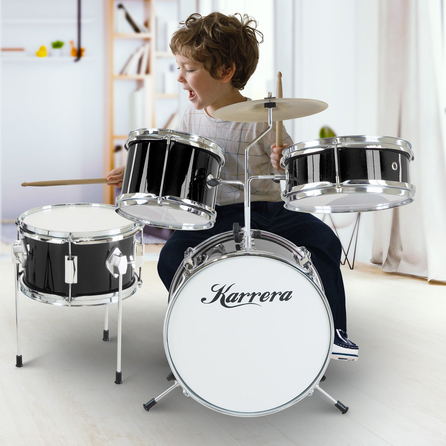 Karrera Children's 4pc Drum Kit - Black 9
